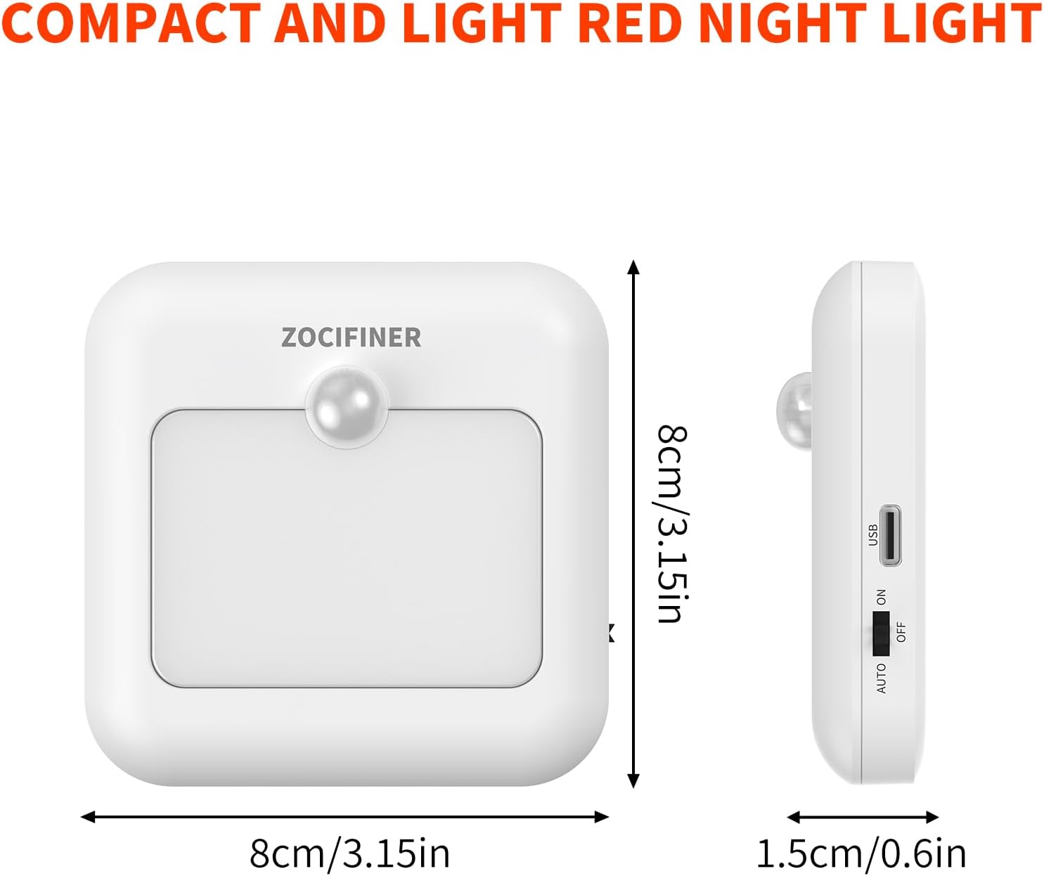 Zocifiner Red Light Motion Sensor Night Lights Rechargeable Battery Red Light Stick-on Magnetic Red Lights Red Night Light for Ba…