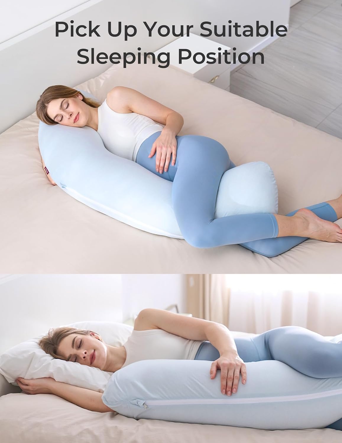Momcozy Pregnancy Pillows for Side Sleeping, J Shaped Maternity Body Pillow for Pregnancy, Soft Pregnancy Pillow for Head Neck Belly Suppor…