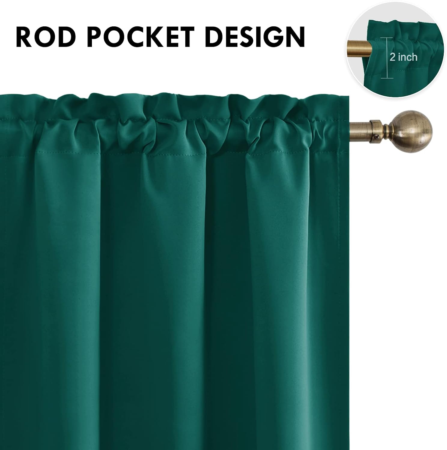 DWCN Blackout Curtains Thermal Insulated, Energy Saving & Noise Reducing Bedroom and Living Room Curtains, Hunter Green, W 42x L 63 Inch…