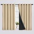 SimpleHome 100% Blackout Curtains for Bedroom, Thermal Insulated Beige Grommet Window Drapes Room Darkening Curtains for Living Room with Bl…