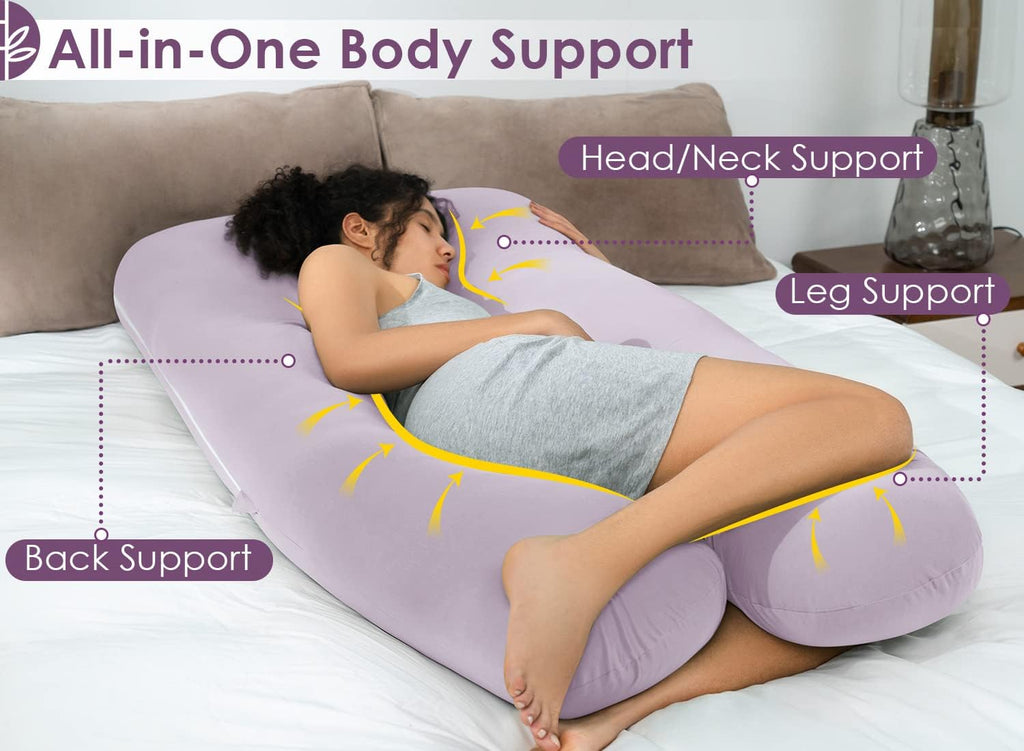 Queenrose QUEEN ROSE Cooling Pregnancy Pillows, U Shaped Full Body Maternity Pillow for Pregnant Support, Rayon Derived from Bamboo, Butter…