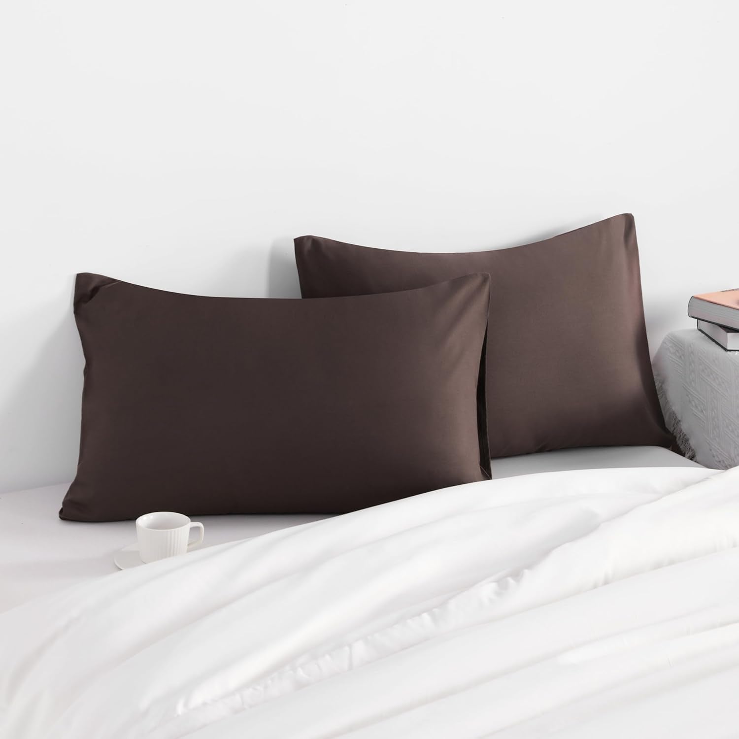 Ntbay Toddler Pillow Cases Set of 2, 2 Pack Brushed Microfiber 14x20 Pillow Cases, Soft, Wrinkle, Fade, Stain Resistant Dark Brown Pillow C…