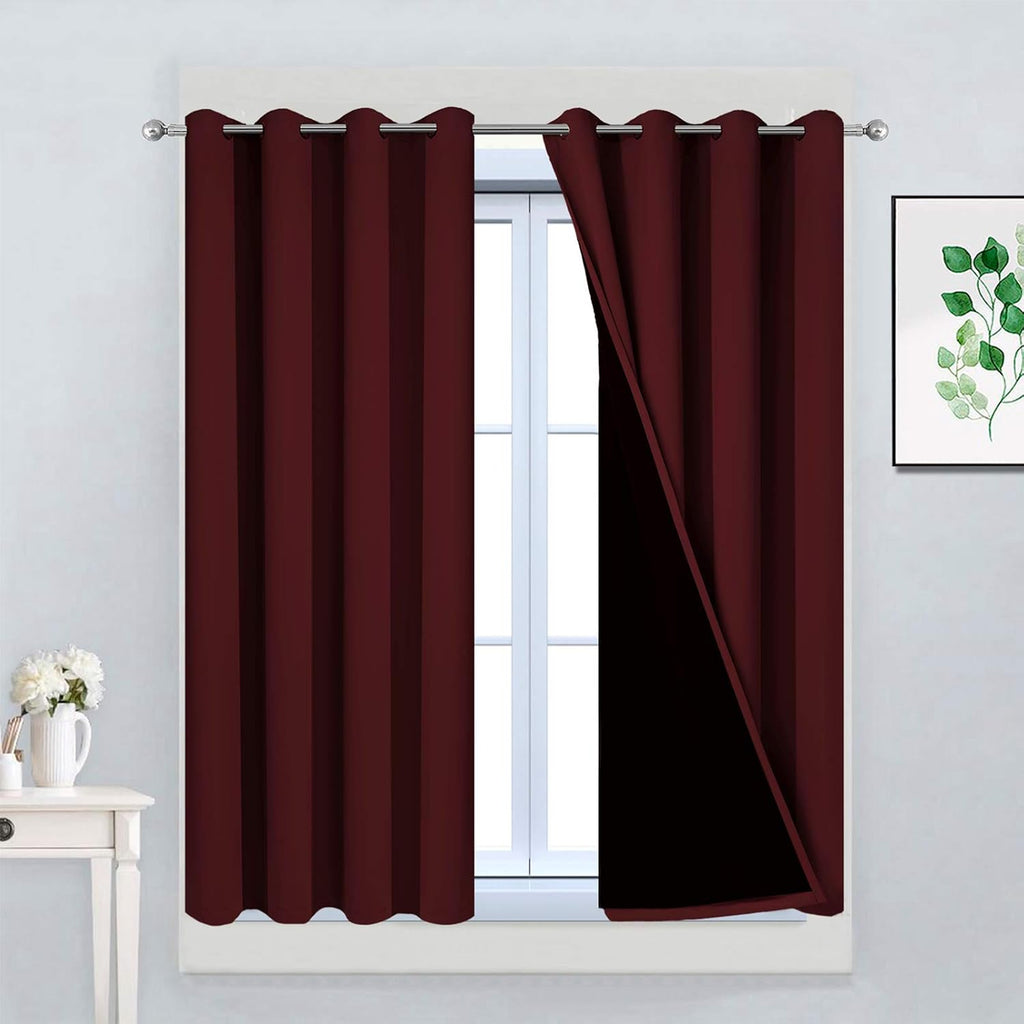 Yakamok 100% Blackout Curtains for Bedroom, Thermal Insulated 2-Layer Lined Blackout Drapes, Full Blackout Curtain Panels for Living Room(B…