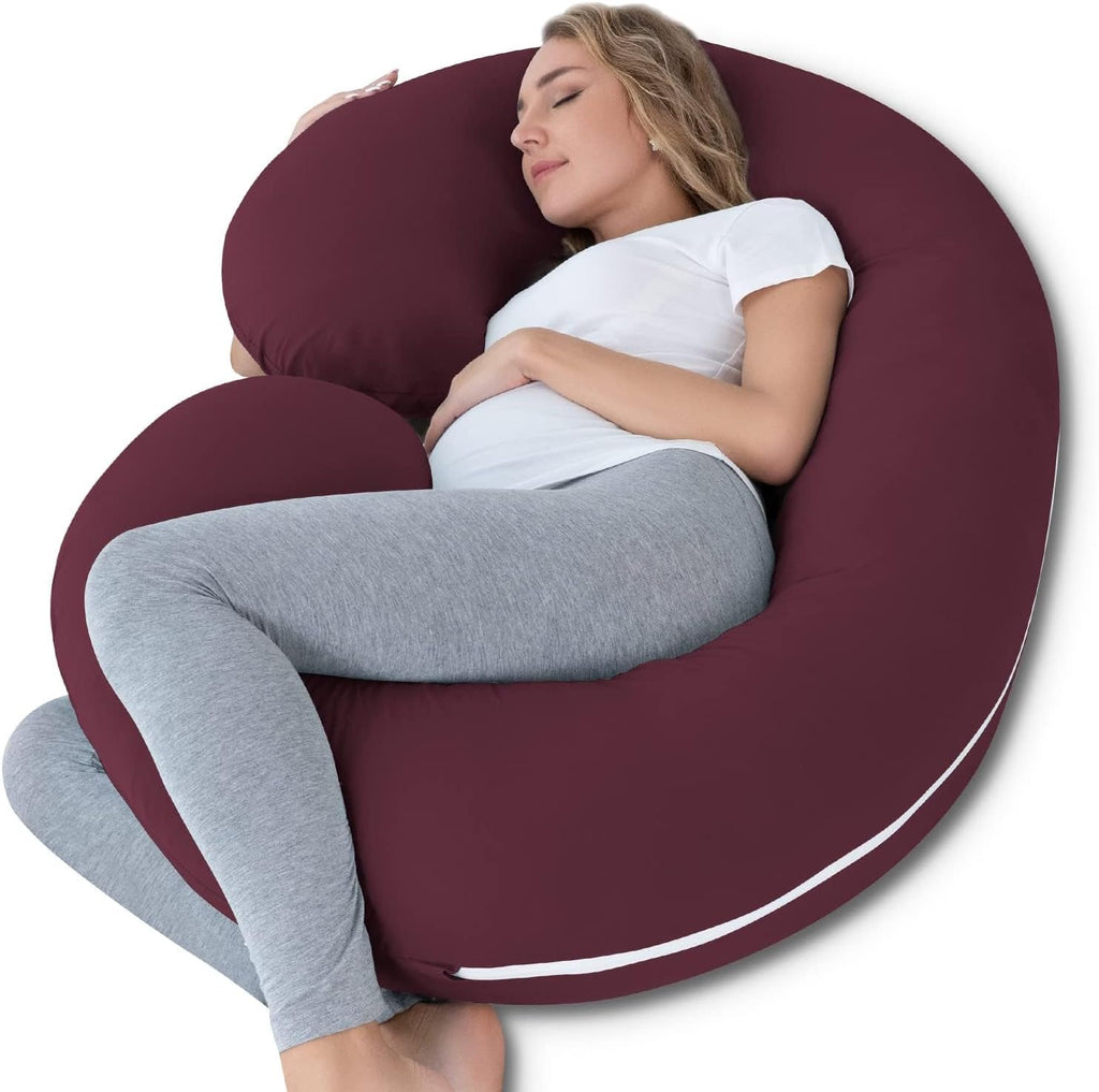 INSEN Pregnancy Pillow, Maternity Body Pillow with Velvet Cover, C Shaped for Side Sleeping, Dark Purple