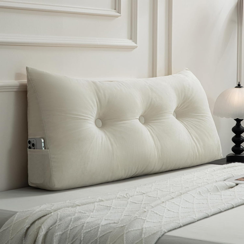 Gnostik Headboard Pillow Twin, White Triangular Wedge Headboard Pillow for Reading and Resting Backrest Positioning Support Pillows for…