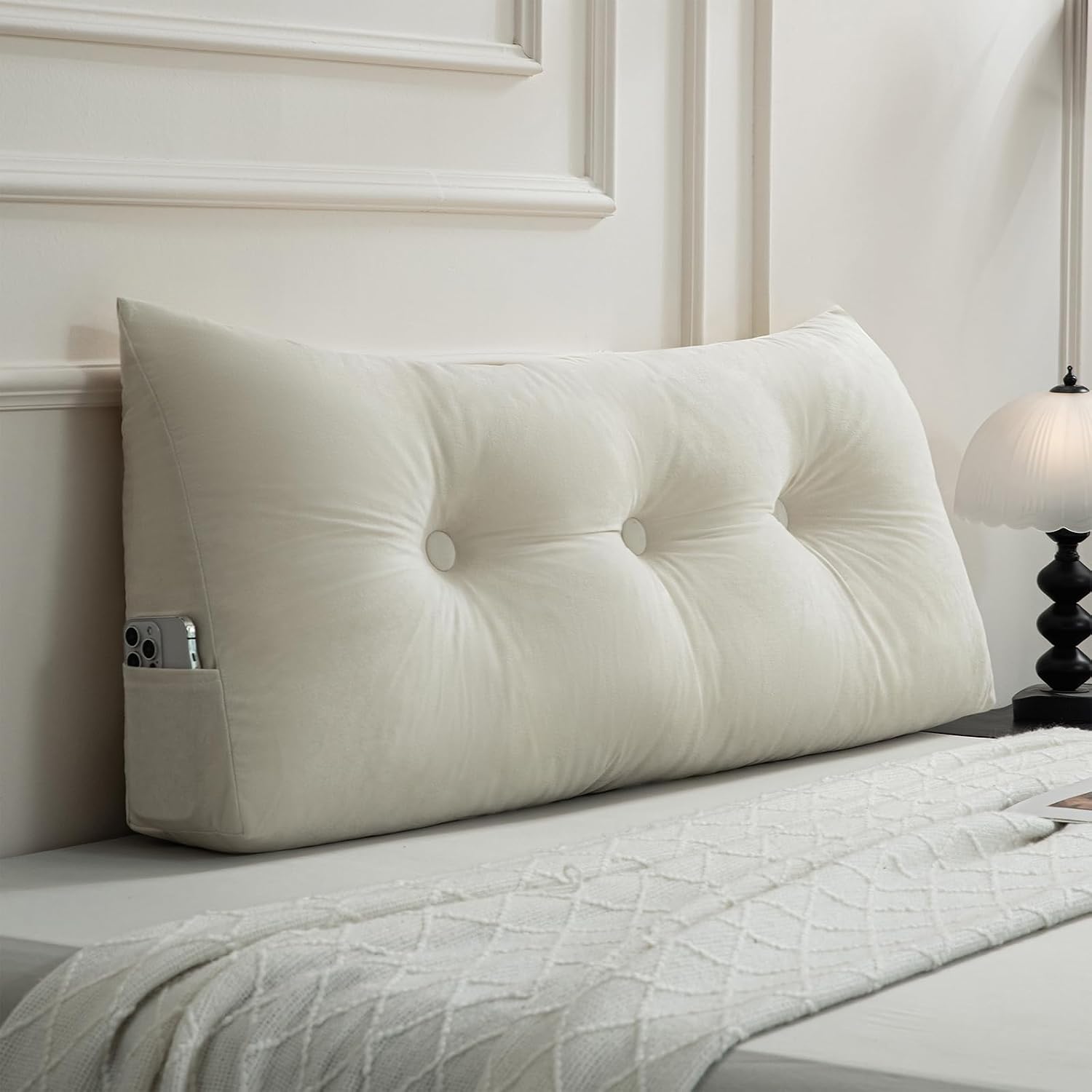 Gnostik Headboard Pillow Twin, White Triangular Wedge Headboard Pillow for Reading and Resting Backrest Positioning Support Pillows for…
