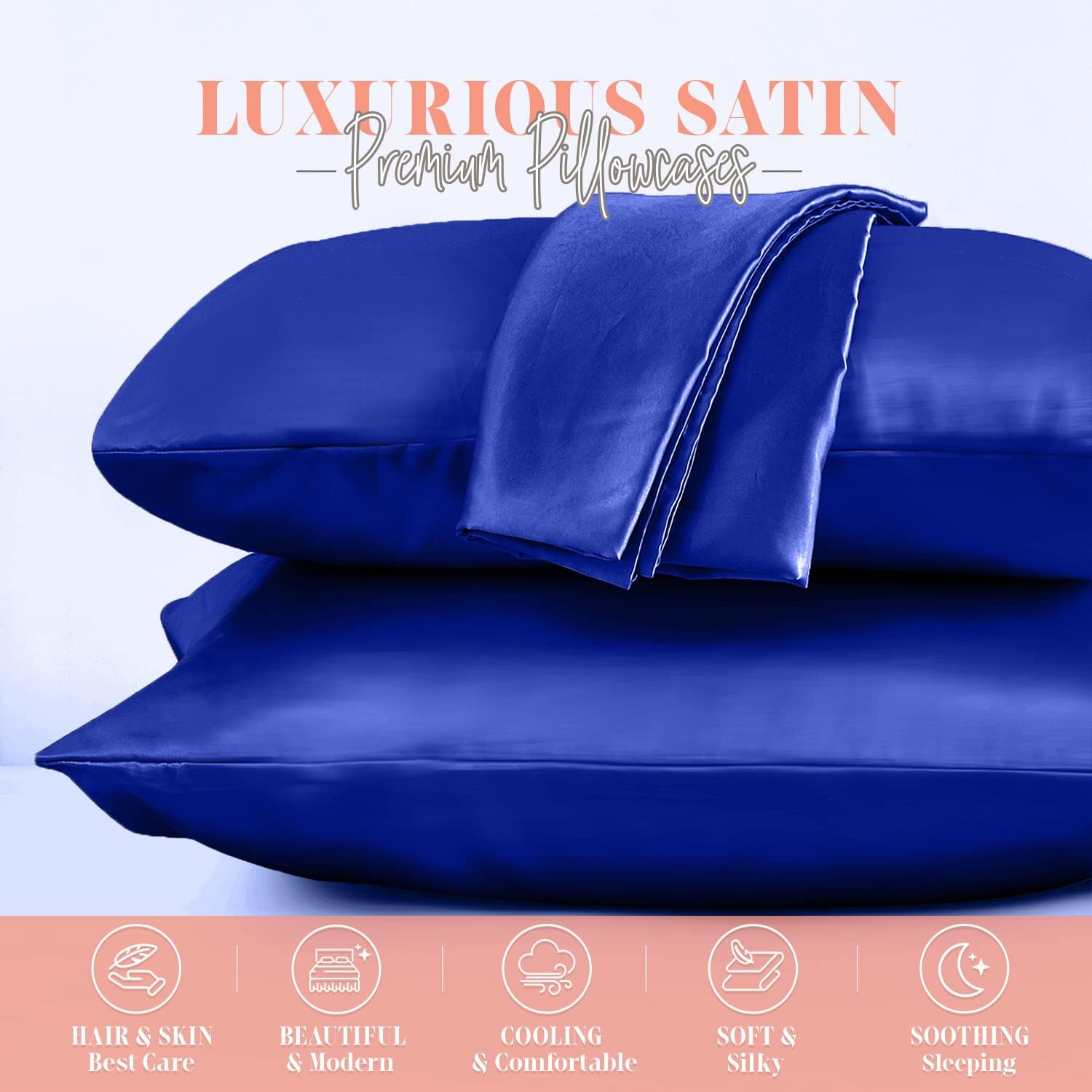 Elegantcomfort Elegant Comfort Silky and Luxurious 2-Piece Satin Pillowcase Set for Healthier Skin and Hair, Hidden