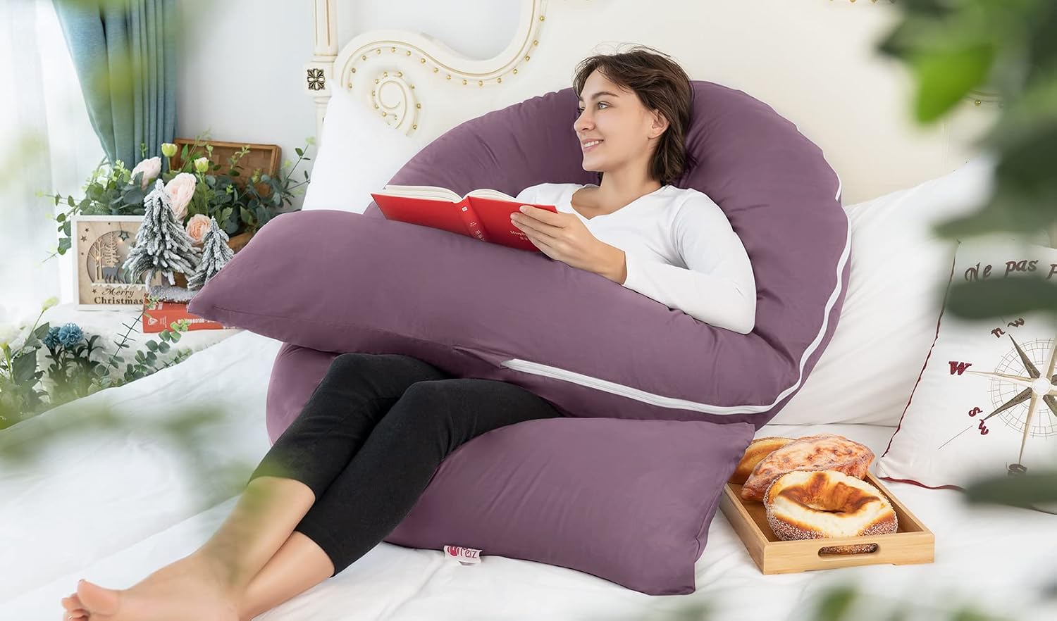 Meiz Pregnancy Pillow, Cooling Silky Pregnancy Pillows for Sleeping, 65" Maternity Pillow for Tall Pregnant Woman with Cooling Silk Jersey…