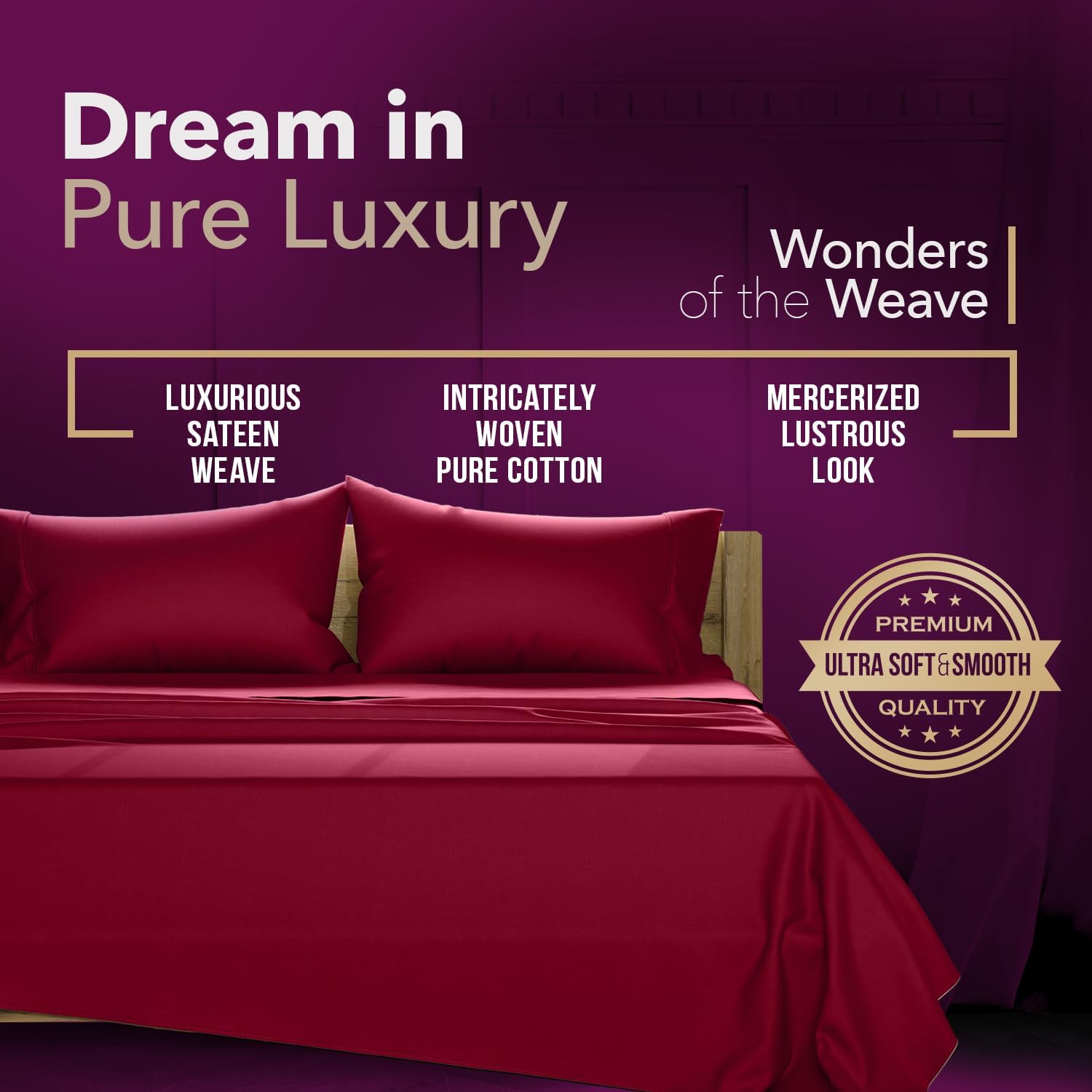 TEXAS LINEN CO. 100% Egyptian Cotton Queen Sheets Set - Luxury 1200 Series Star Sleepin' Collection Egyptian Cotton Sheets Queen Size (4…