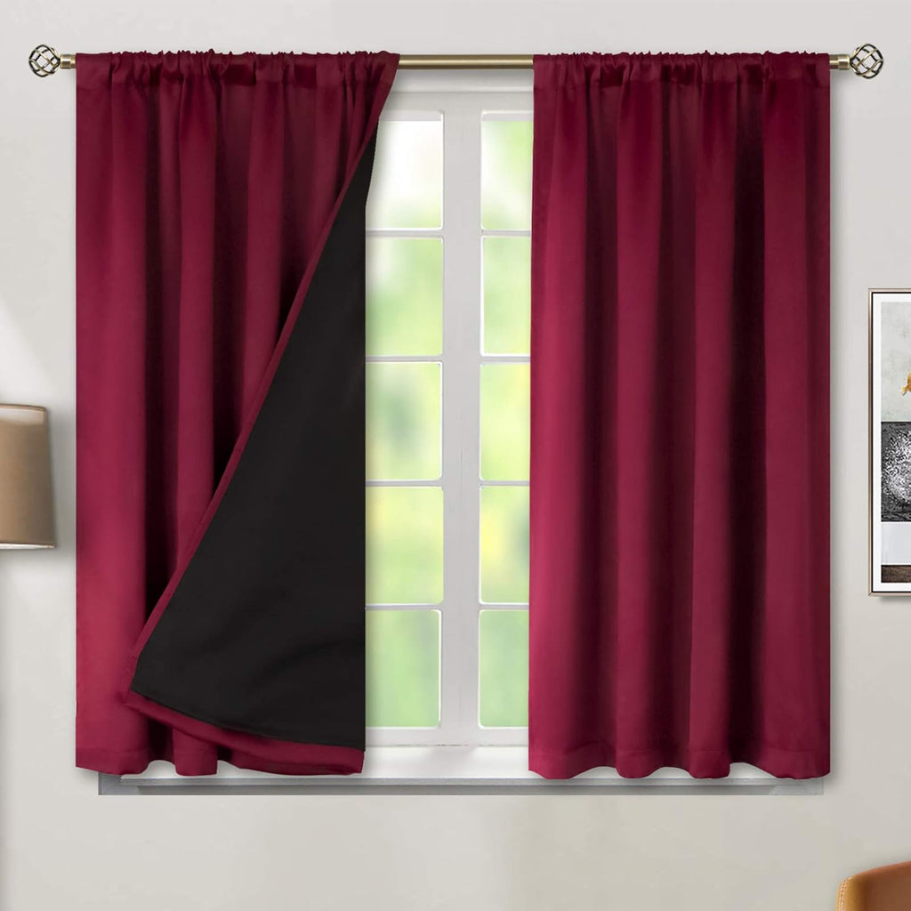 BGment 100% Blackout Curtains 45 Inches Length 2 Panels, Christmas Thermal Insulated Room Darkening Soundproof Window Curtains Panels for…