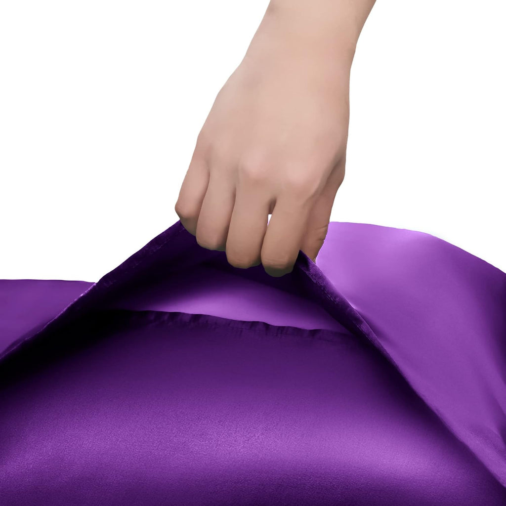 Homiest Purple Satin Pillowcase for Hair and Skin, King Size Pillow Covers Luxury & Ultra Soft Pillow Cases Set of 2, Cooling…
