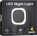 Yunlex 4 Pack Daylight White Night Light, Gentle Eye-comfort with Dimmable Wide-Glow, Indirect Reflection, Auto Dusk to Dawn Sensor, Plug…