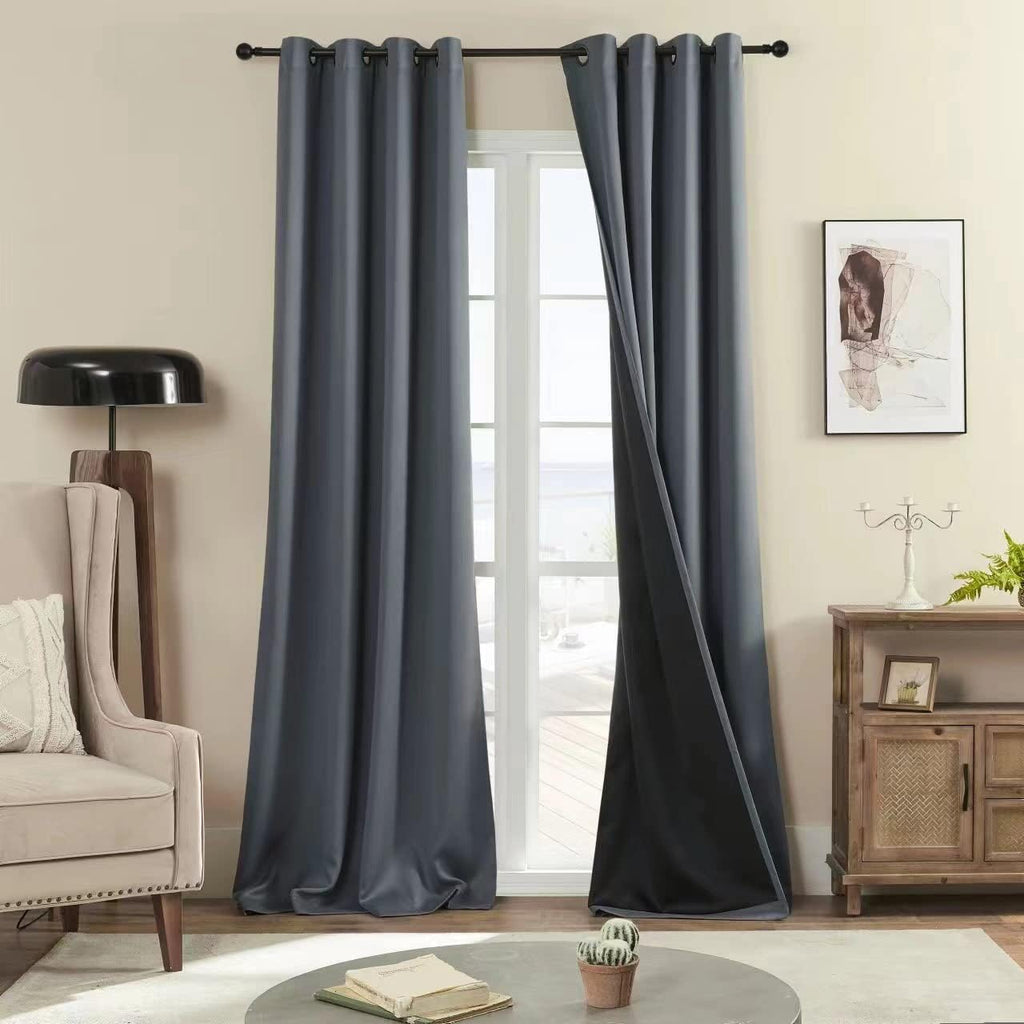 Rutterllow 100% Blackout Curtains 2 Panels, Full Shade 108 Inches Long Complete Drapes for Living Room, Dark Grey Thermal Insulated Bedroom…