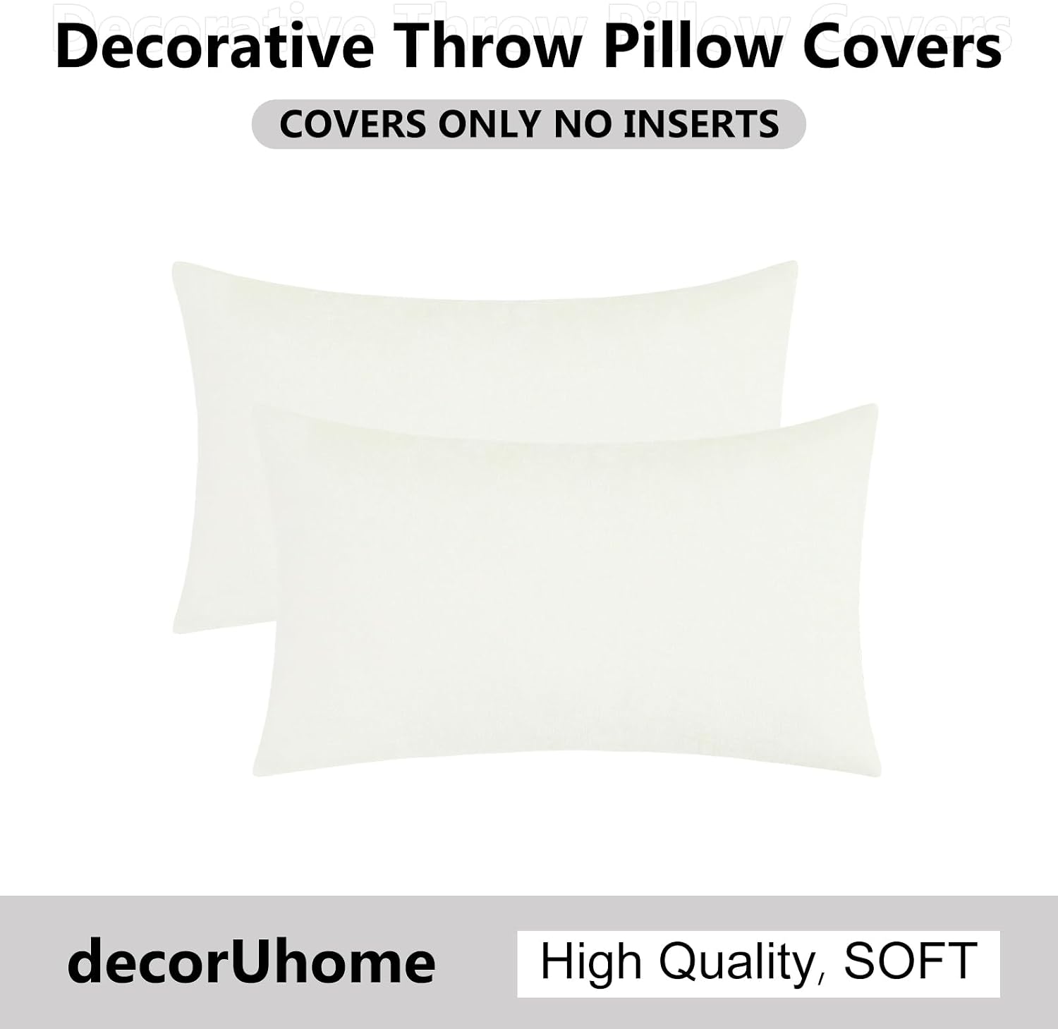 decorUhome Chenille Cream White Throw Pillow Covers 12x20 Inch Set of 2, Decorative Soft Couch Pillow Covers Solid Dyed Accent Farmhouse Ne…