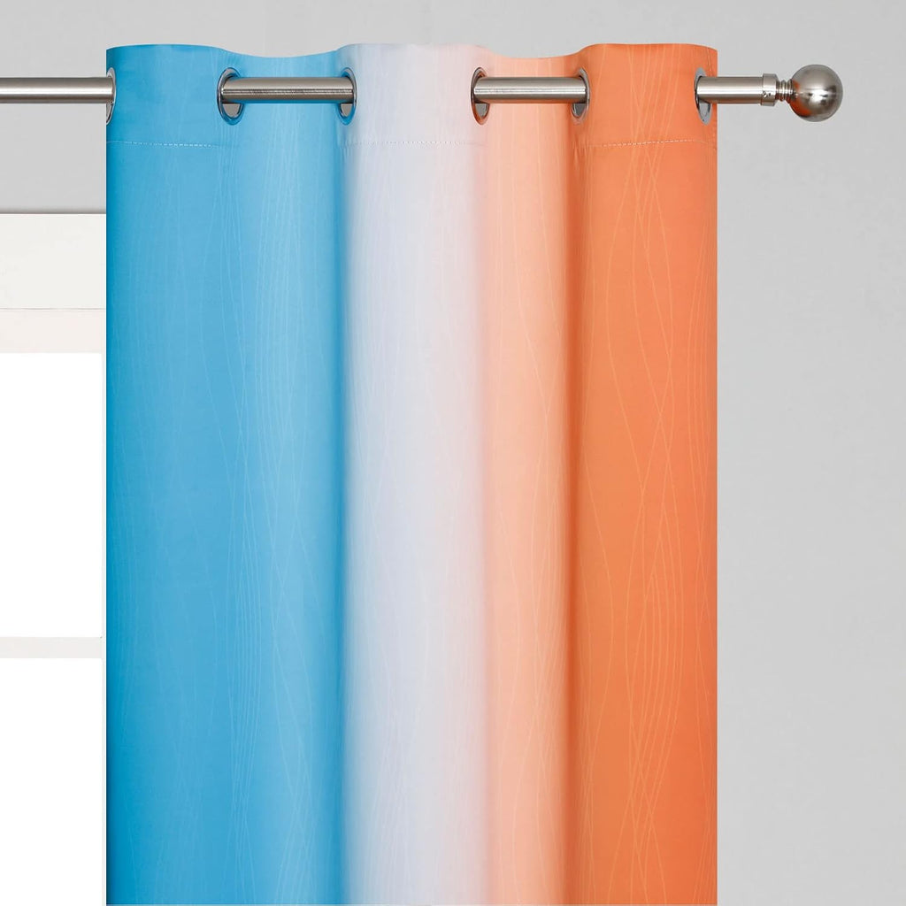 Estelartextiler Estelar Textiler Ombre Orange and Blue Blackout Curtains 72 Inch Length 2 Panels, Full Room Darkening Curtains for Bedroom,…