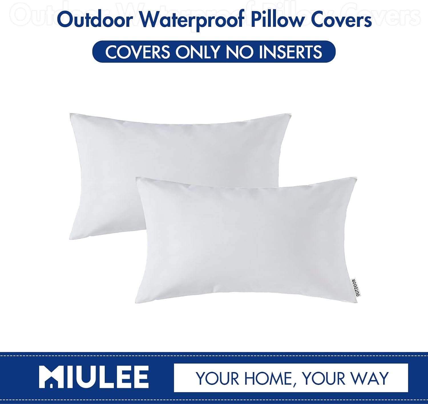 MIULEE Pack of 2 Decorative Outdoor Waterproof Pillow Covers Garden Cushion Sham Throw Pillowcase Shell for Spring Patio Tent Couch 12x20…