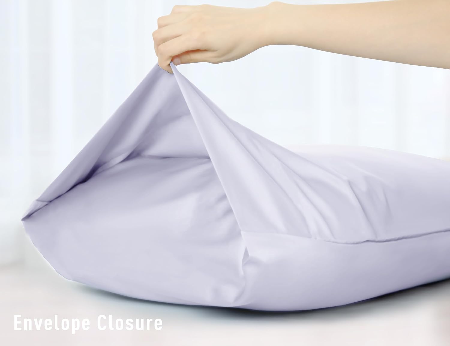 Sunflower Body Pillowcase 100% Cotton Long Pillow Cover/Case Envelope Closure 1 Pack, 20×54 inches Light Purple, Soft and Breathable