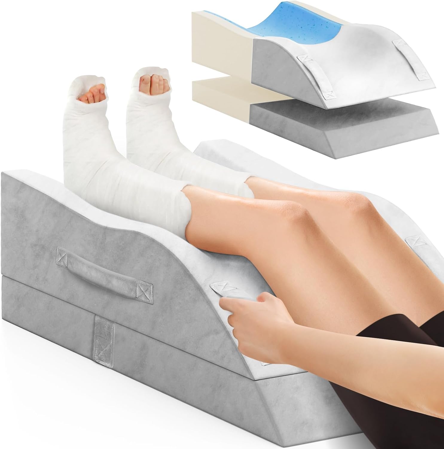 TranquilRelax Double Leg Elevation Pillows, Wedge Pillow for After Surgery, Memory Foam Support Adjustable, Comfort comfort for…
