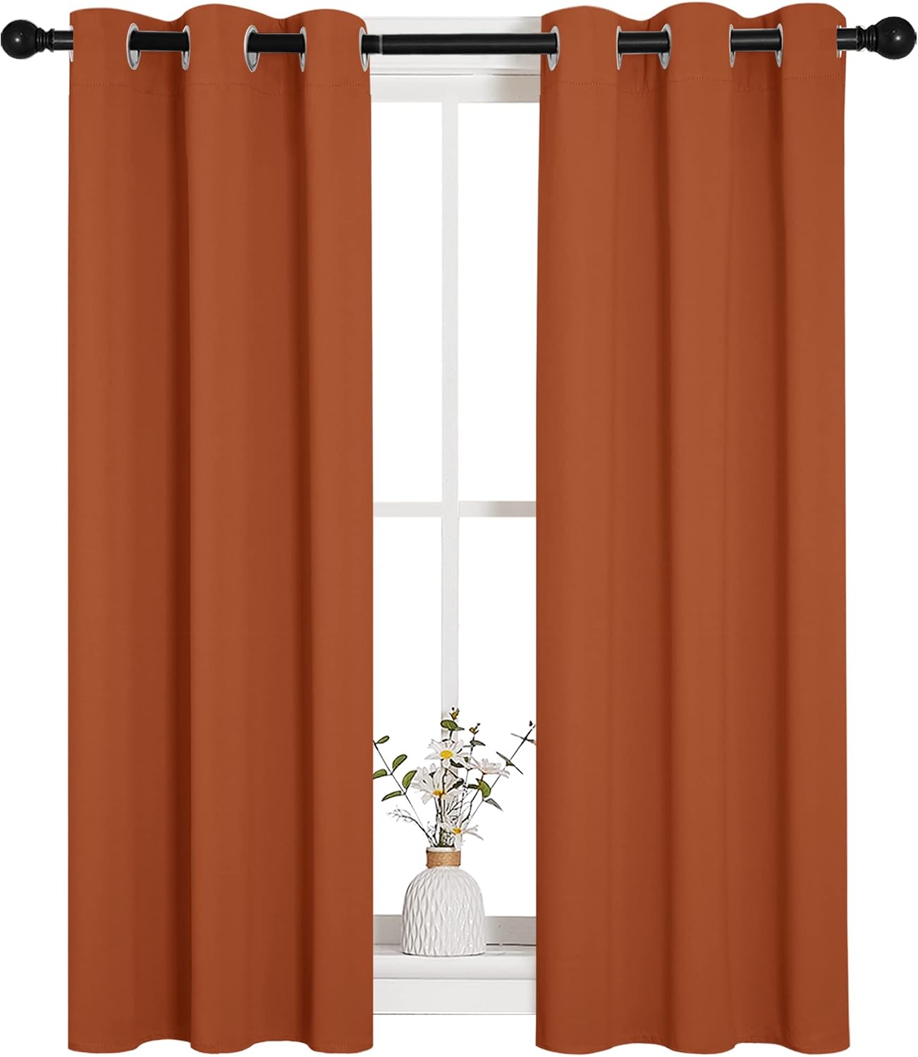 NICETOWN Burnt Orange Window Curtains Blackout Drapes, Thermal Insulated Solid Grommet Blackout Curtains/Draperies for Living Room (1…