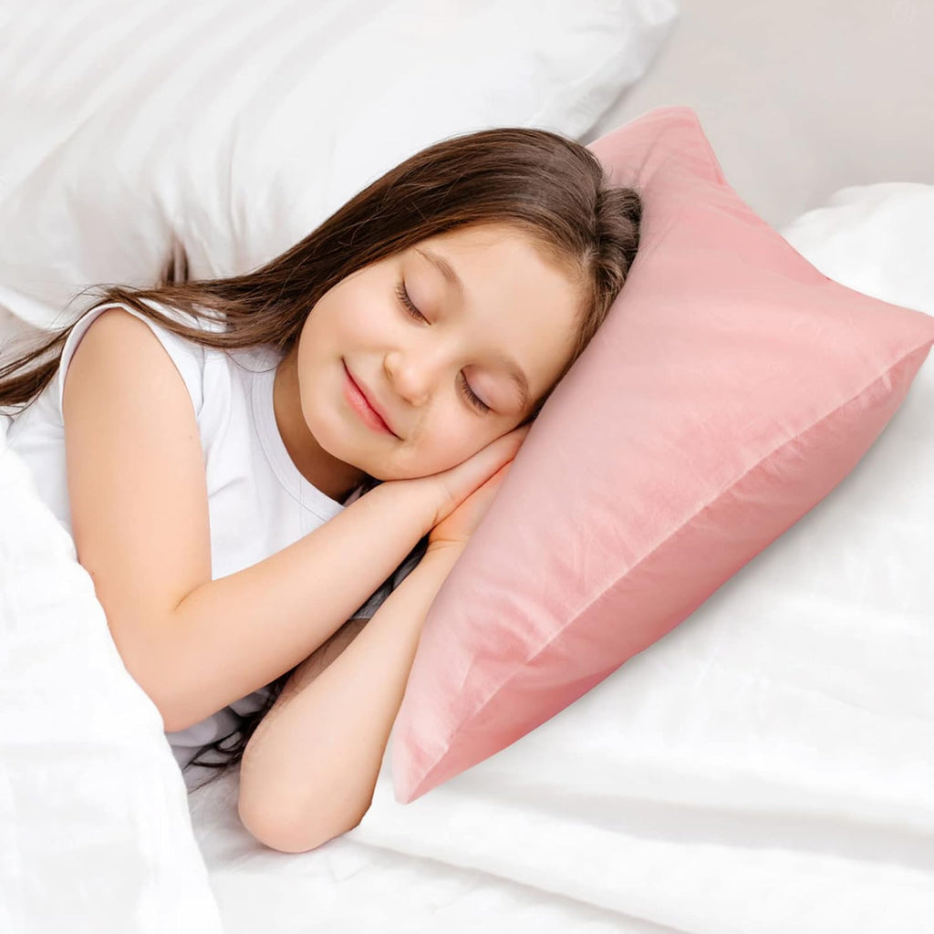 Babebay Toddler Pillow,13X18 Soft Kid Pillow for Sleeping, Machine Washable Toddler Pillow with Cotton Pillowcase, Age 2 to 5 (Pink) 0 Coun…