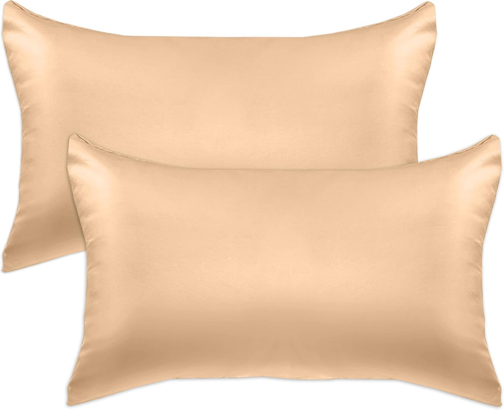Elegantcomfort Elegant Comfort 2-Pack Cooling Viscose Satin Pillowcase Set with Hidden Zipper Closure, Silky Smooth for Hair and fabric…
