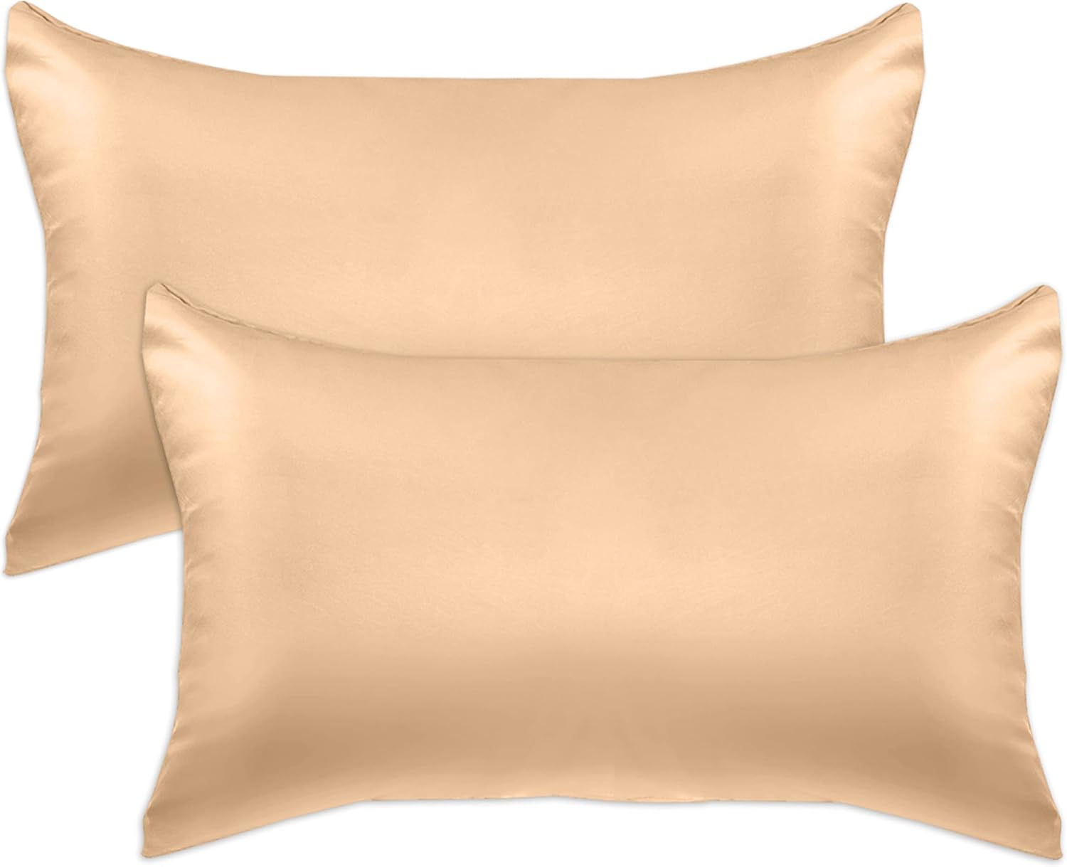 Elegantcomfort Elegant Comfort 2-Pack Cooling Viscose Satin Pillowcase Set with Hidden Zipper Closure, Silky Smooth for Hair and fabric…