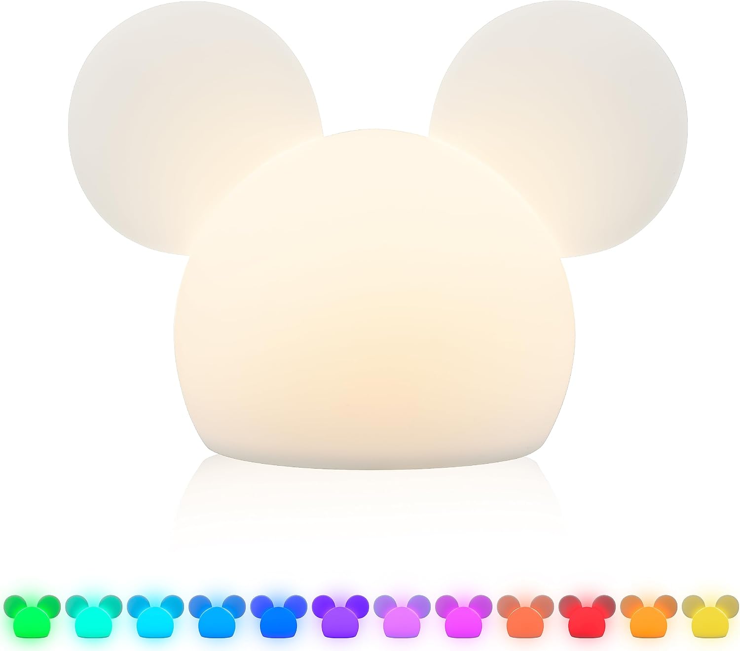 Disney Mickey Mouse Squishy Light, Color Changing, Night Light for Kids, USB Lamp, Battery Operated, Dimmable, Ideal for Bedroom…