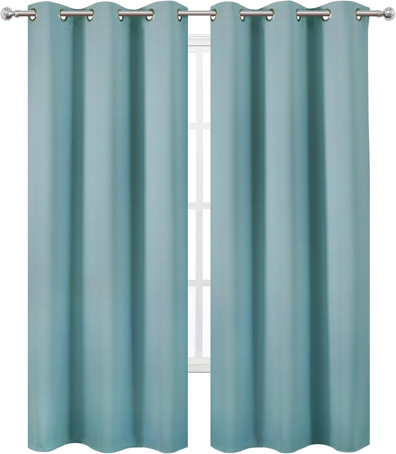 Lemomo Stone Blue Thermal Blackout Curtains/42 x 84 Inch/Set of 2 Panels Room Darkening Curtains for Bedroom 84 Inch Blue