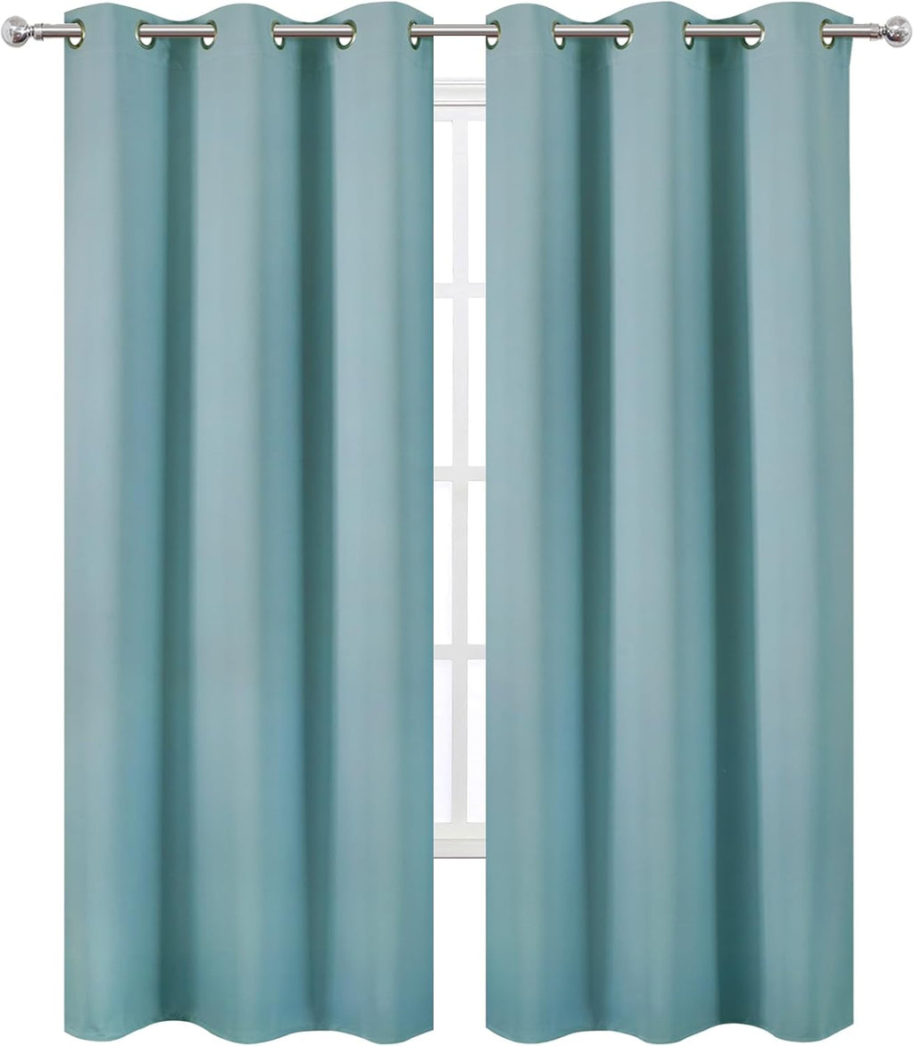 Lemomo Stone Blue Thermal Blackout Curtains/42 x 95 Inch/Set of 2 Panels Room Darkening Curtains for Bedroom 95 Inch Blue