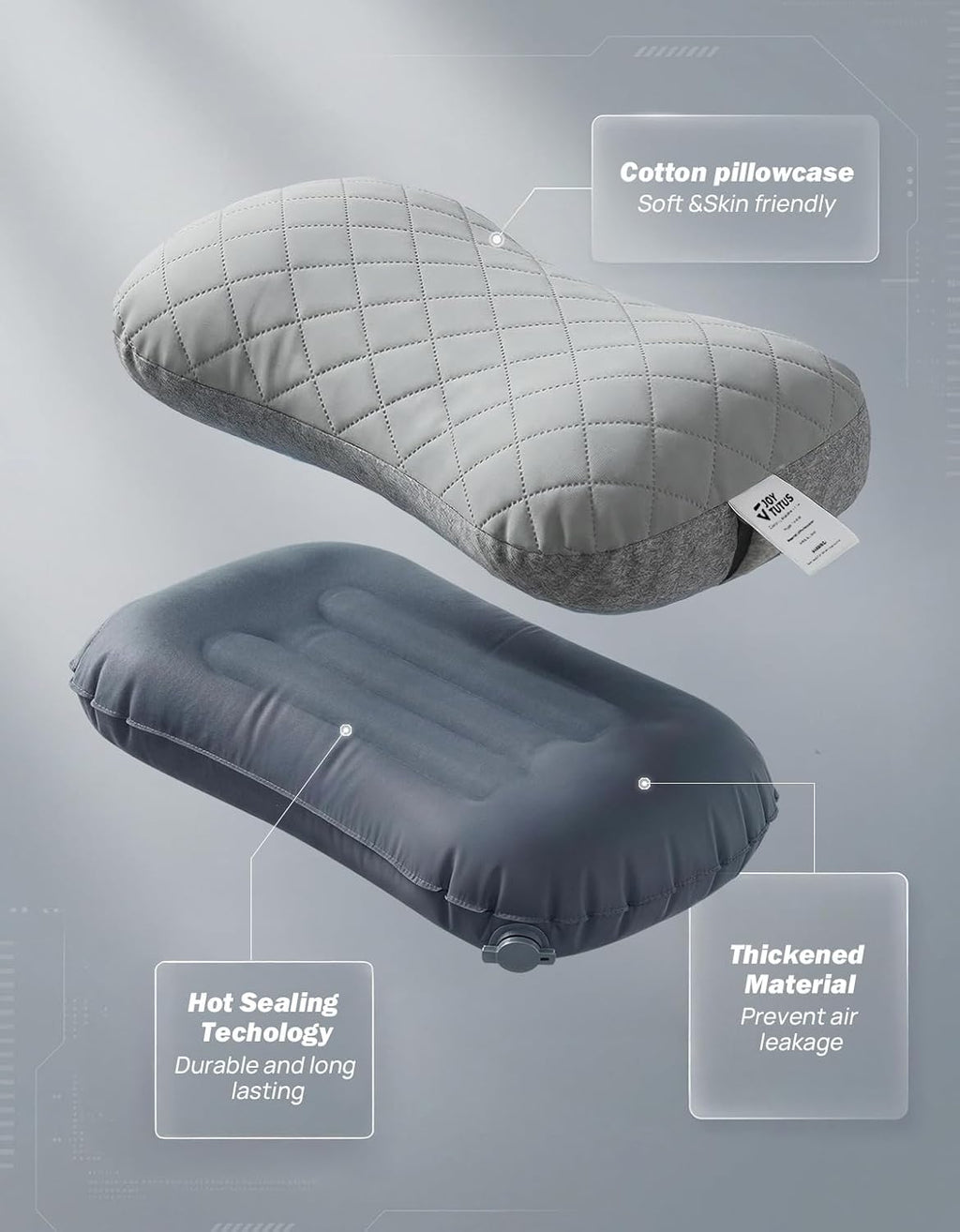JOYTUTUS Inflatable Camping Pillow with Washable Removable Pillow Cover, Portable Ultralight Air Pillow for Travel, Backpacking, Hiking…