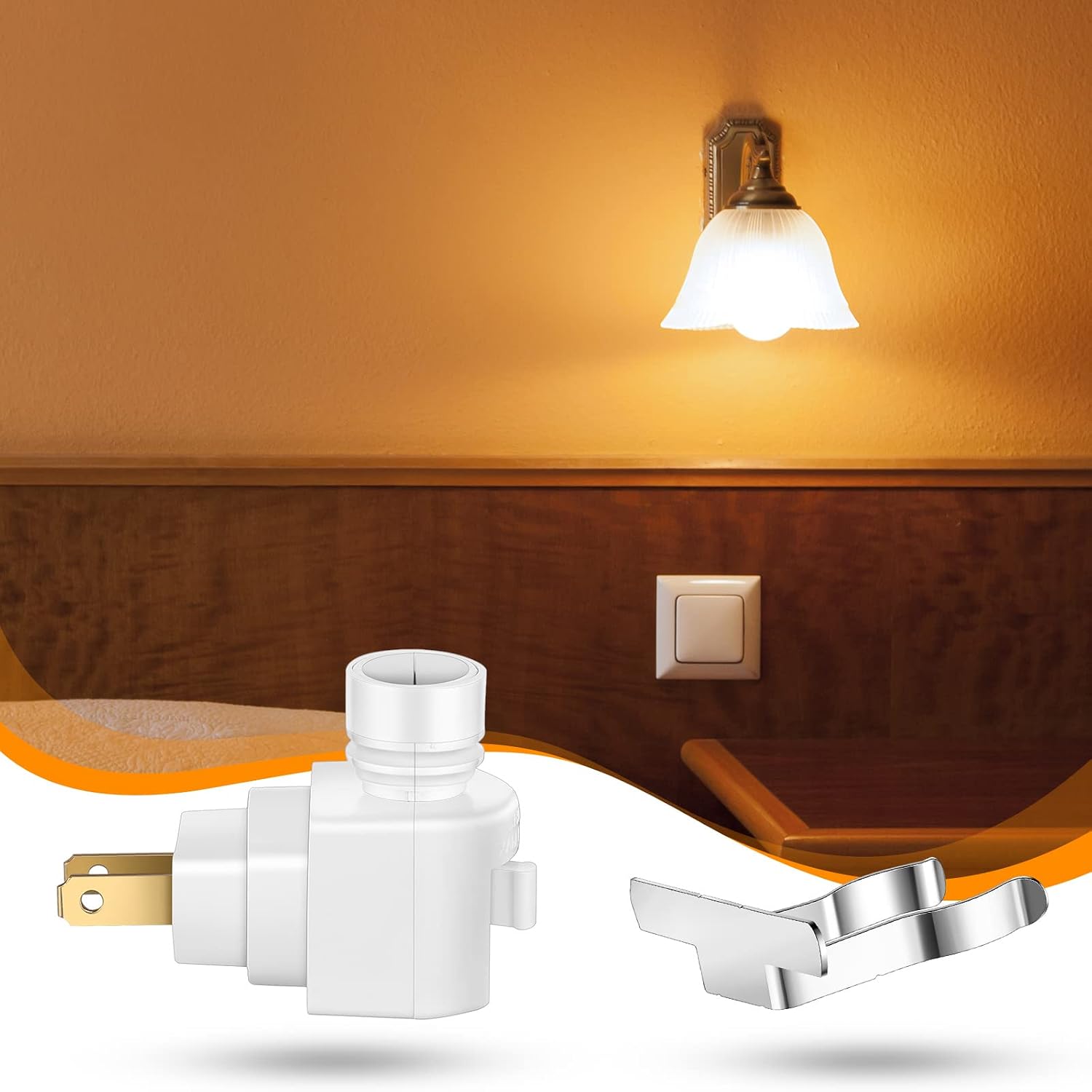 Reginary 16 Sets Night Light Bases, 360° Plug in Rotating Night Light Modules with On/Off Switch and Metal Clips Plastic Swivel Wall Lamp…