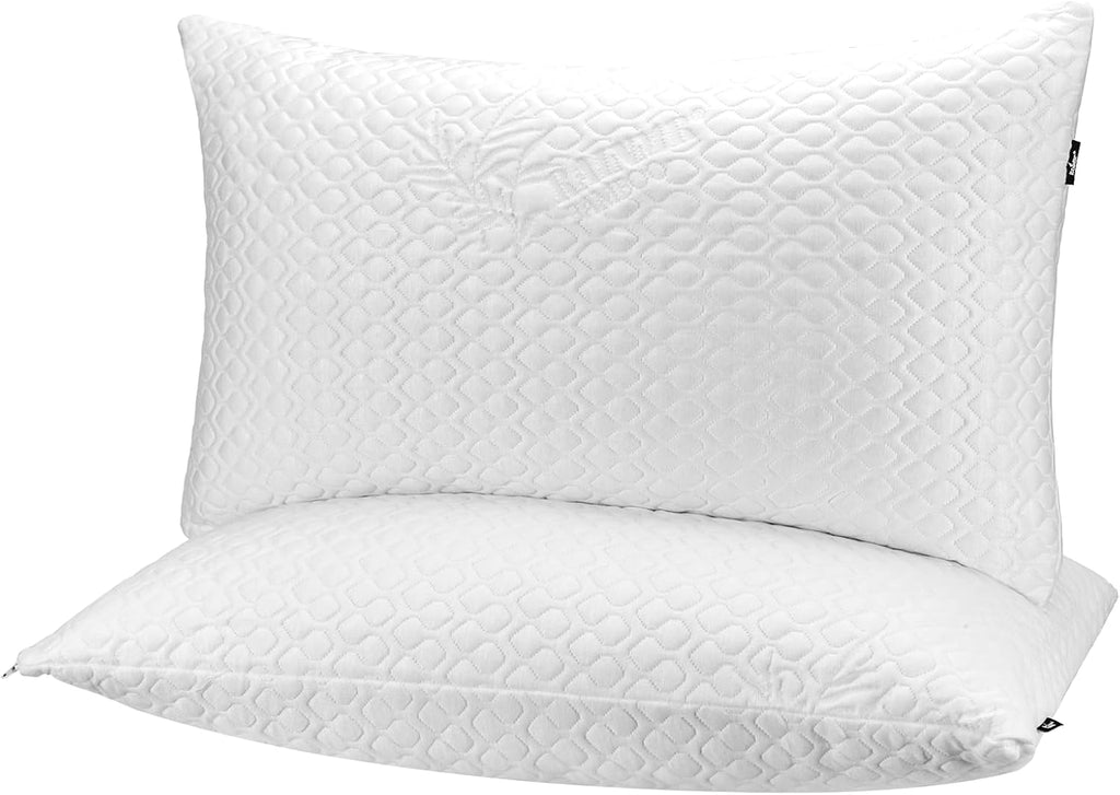 Rainmr Shredded Memory Foam Pillows for Sleeping, Adjustable Pillows King Size Set of 2, Good for Side, Back Sleeper with Washable…
