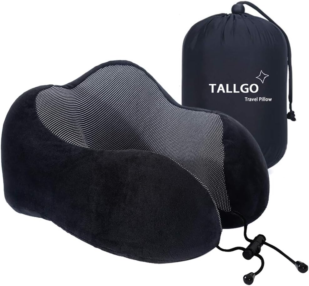 TALLGONeckPillowAlwaysHere TALLGO Travel Pillow, Memory Foam Neck Pillow Head Support Soft Pillow for Sleeping Rest, Airplane Car & Home Us…