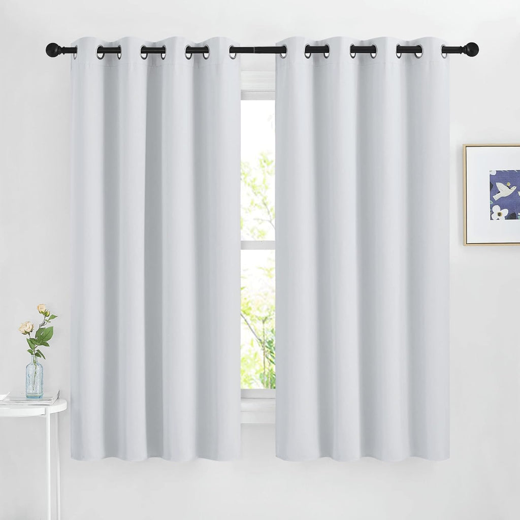 Nicetown Room Darkening Curtains for Living Room - easy maintenance Solid Thermal Insulated Silver Grommet Light Blocking for Bedroom (2…