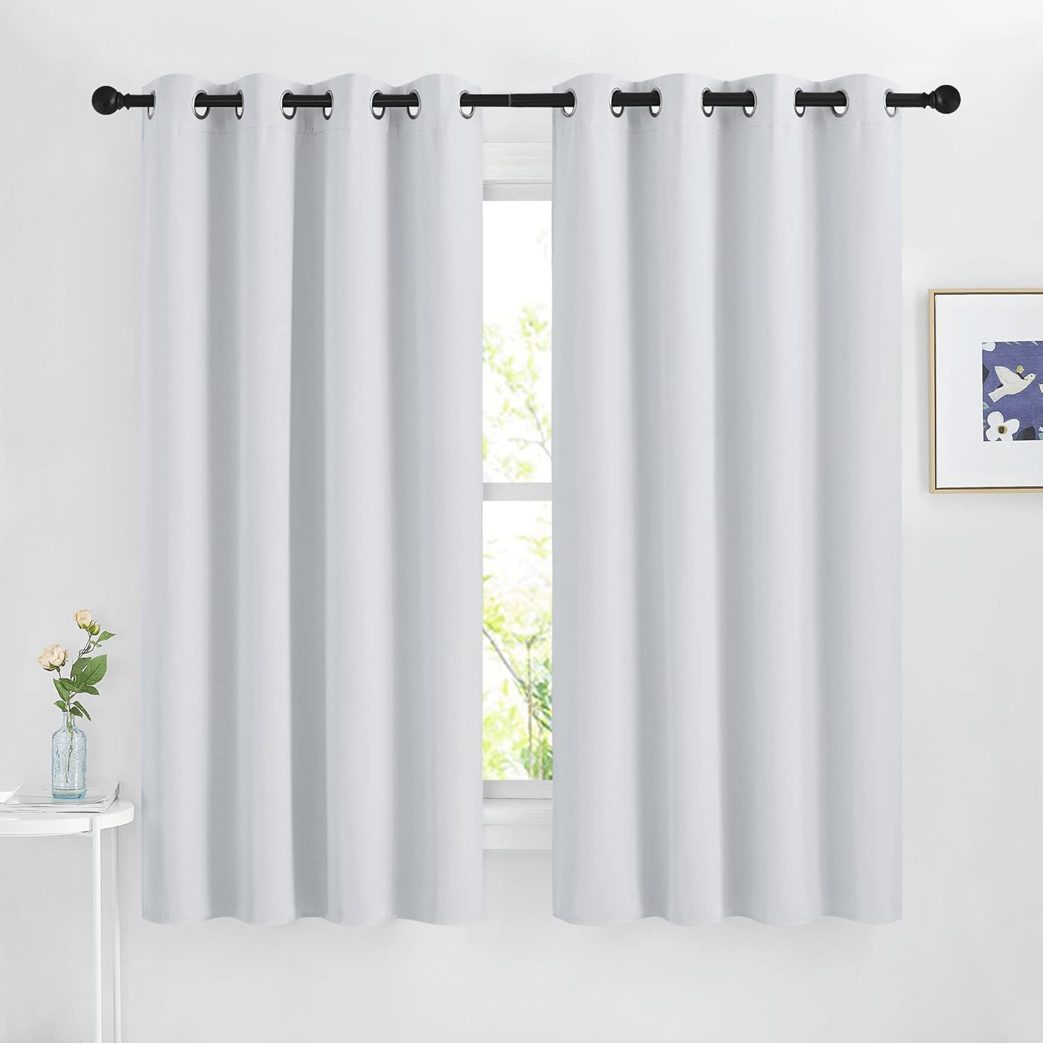 Nicetown Room Darkening Curtains for Living Room - easy maintenance Solid Thermal Insulated Silver Grommet Light Blocking for Bedroom (2…