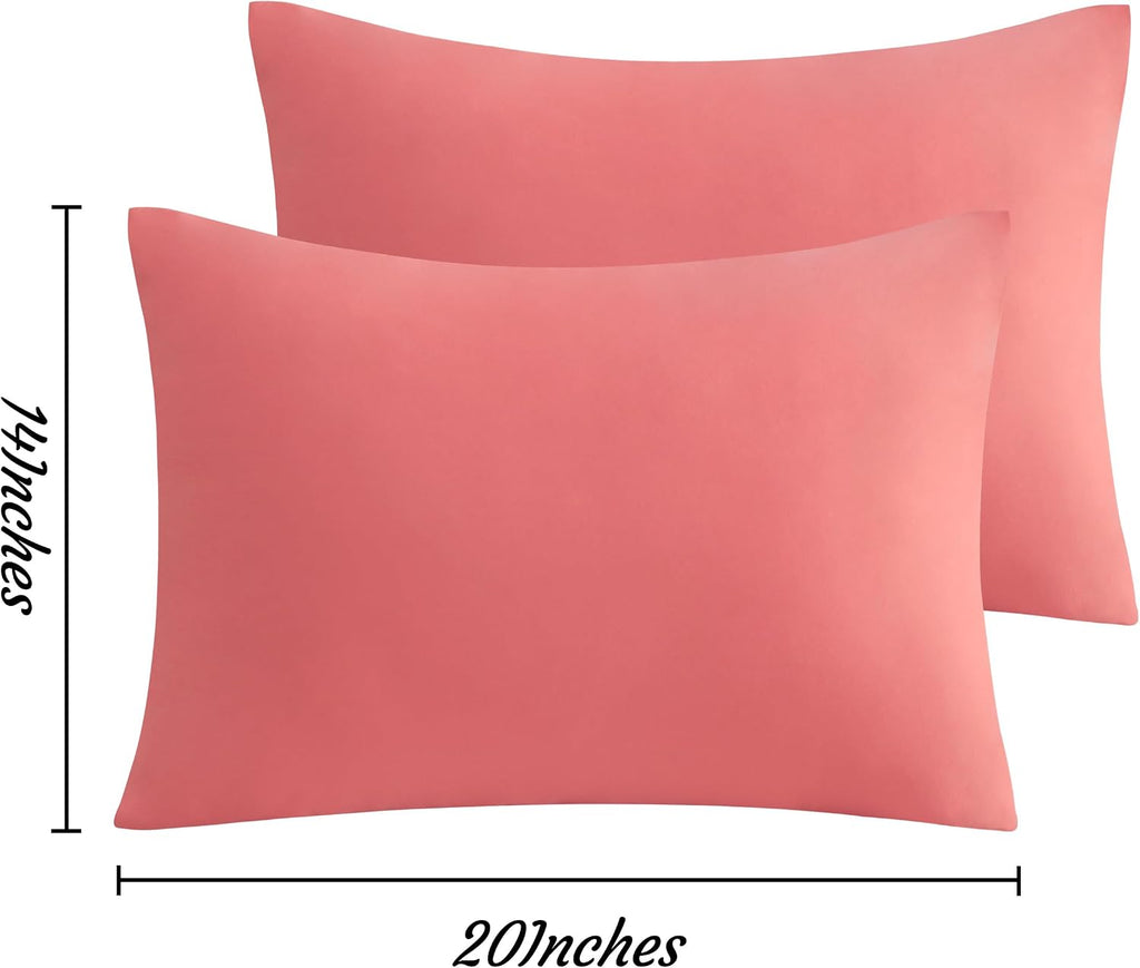 Ntbay Toddler Pillow Cases Set of 2, 2 Pack Brushed Microfiber 14x20 Pillow Cases, Soft, Wrinkle, Fade, Stain Resistant Coral Pink Pillow C…
