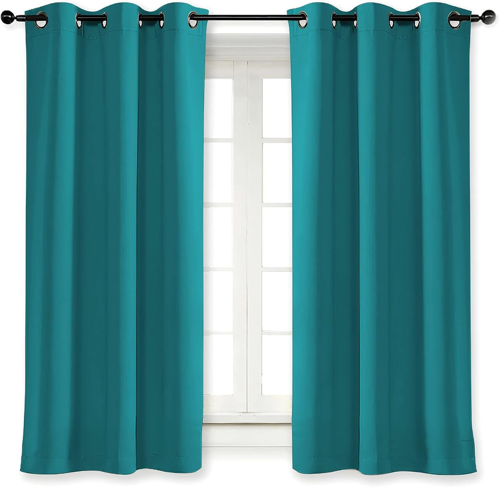 NICETOWN Kitchen Blackout Window Curtain Panel Home Fashion Thermal Insulated Solid Grommet Room Darkening Drape for Apartment (Peacock…