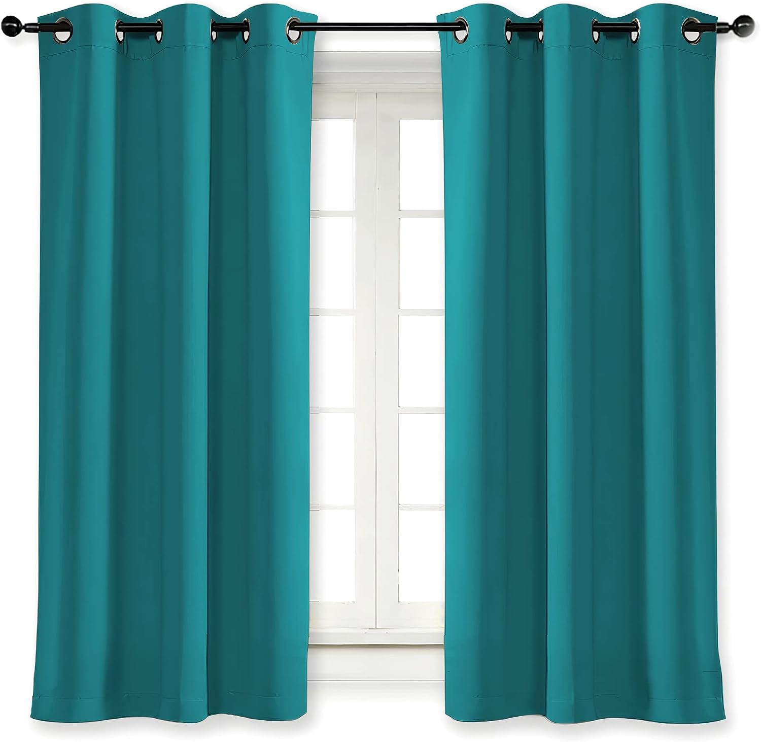 NICETOWN Kitchen Blackout Window Curtain Panel Home Fashion Thermal Insulated Solid Grommet Room Darkening Drape for Apartment (Peacock…