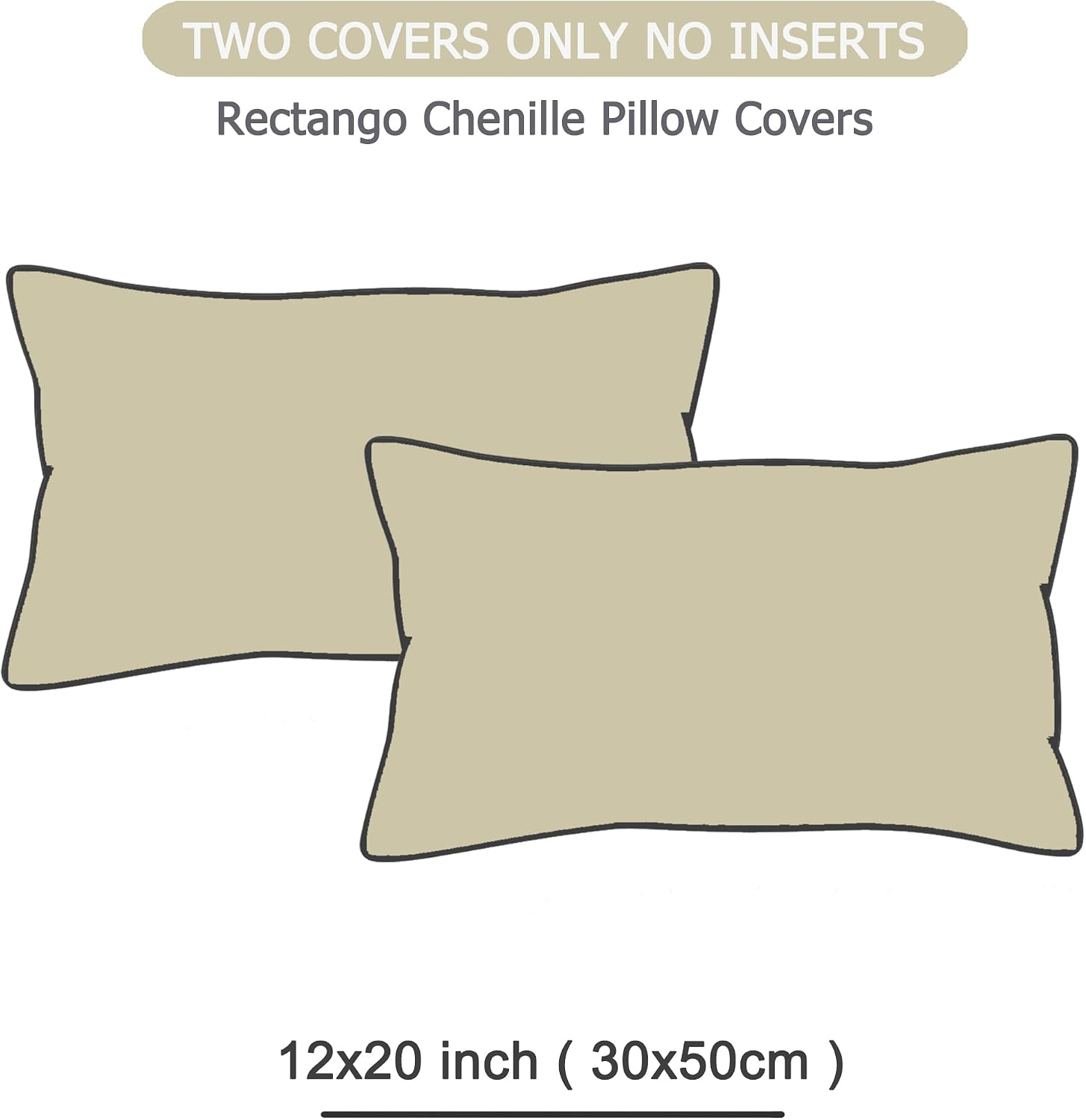 Gawamay Pack of 2 Decorative Lumbar Throw Pillow Covers 20x12 Inch, Soft Chenille Boho Farmhouse Cushion Cases, Couch Pillow Covers for Liv…