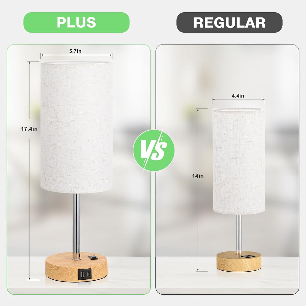 Dicoool Touch Bedside Table Lamp with USB - 3 Way Dimmable Wood Lamp for Bedroom Nightstand, Desk Lamp with Charging Station for Dorm…