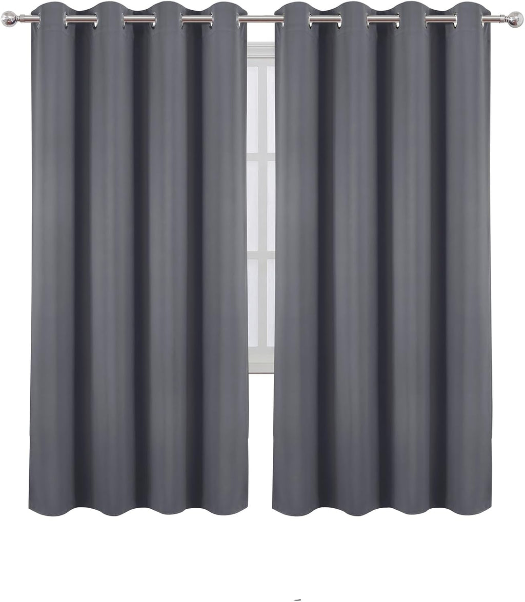 Lemomo Blackout Curtains 66 x 72 Inch Long Grey Curtains Set of 2 Panels Room Darkening Curtains for Bedroom and Living Room 72 Inch Grey