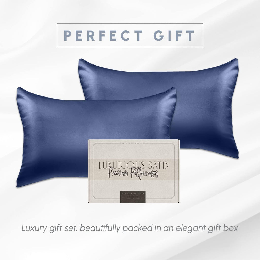 Elegantcomfort Elegant Comfort 2-Pack Cooling Viscose Satin Pillowcase Set with Hidden Zipper Closure, Silky Smooth for Hair and fabric…