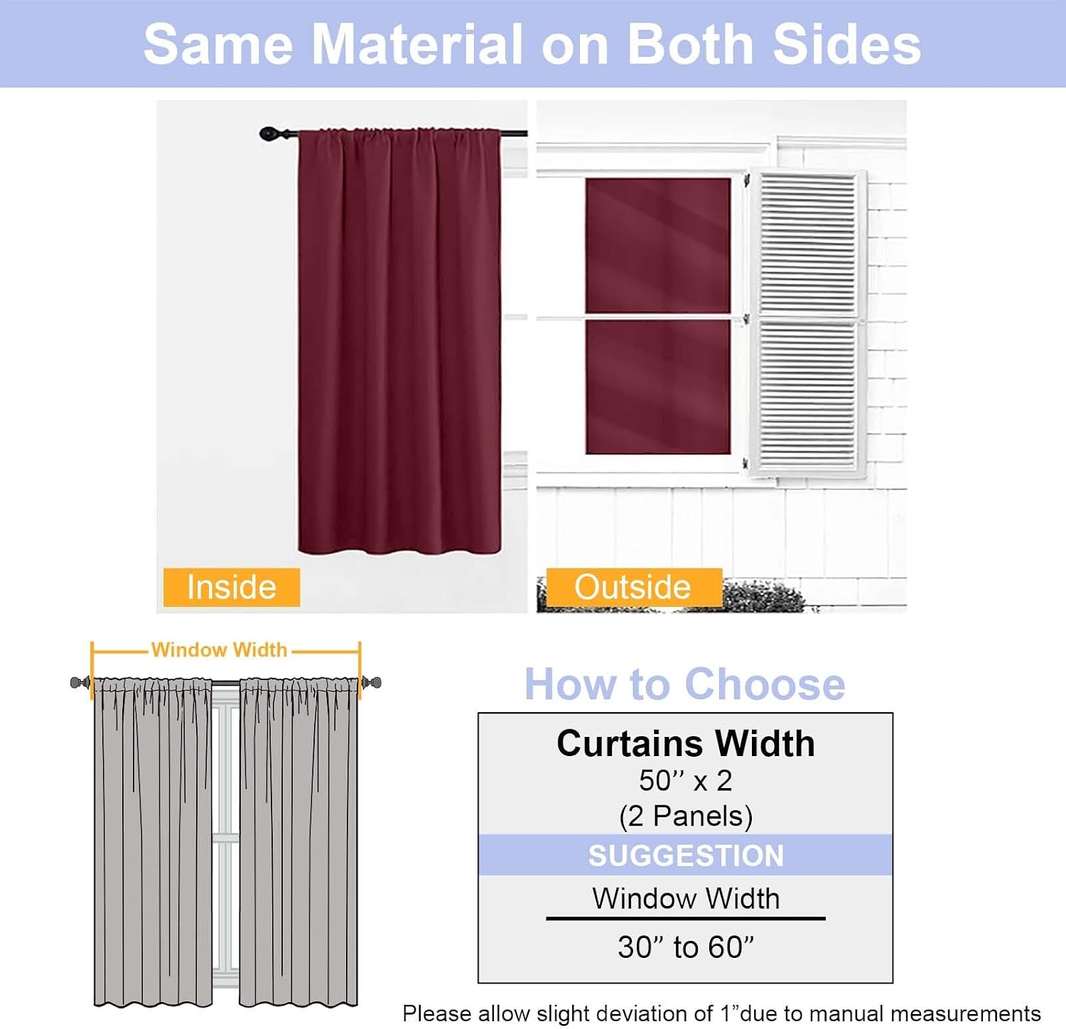 Simplebrand Ava Burgundy Blackout Curtains for Bedroom 90 Inches Long 2 Panels Set, Solid Privacy Energy Saving Living Room Window Treatmen…