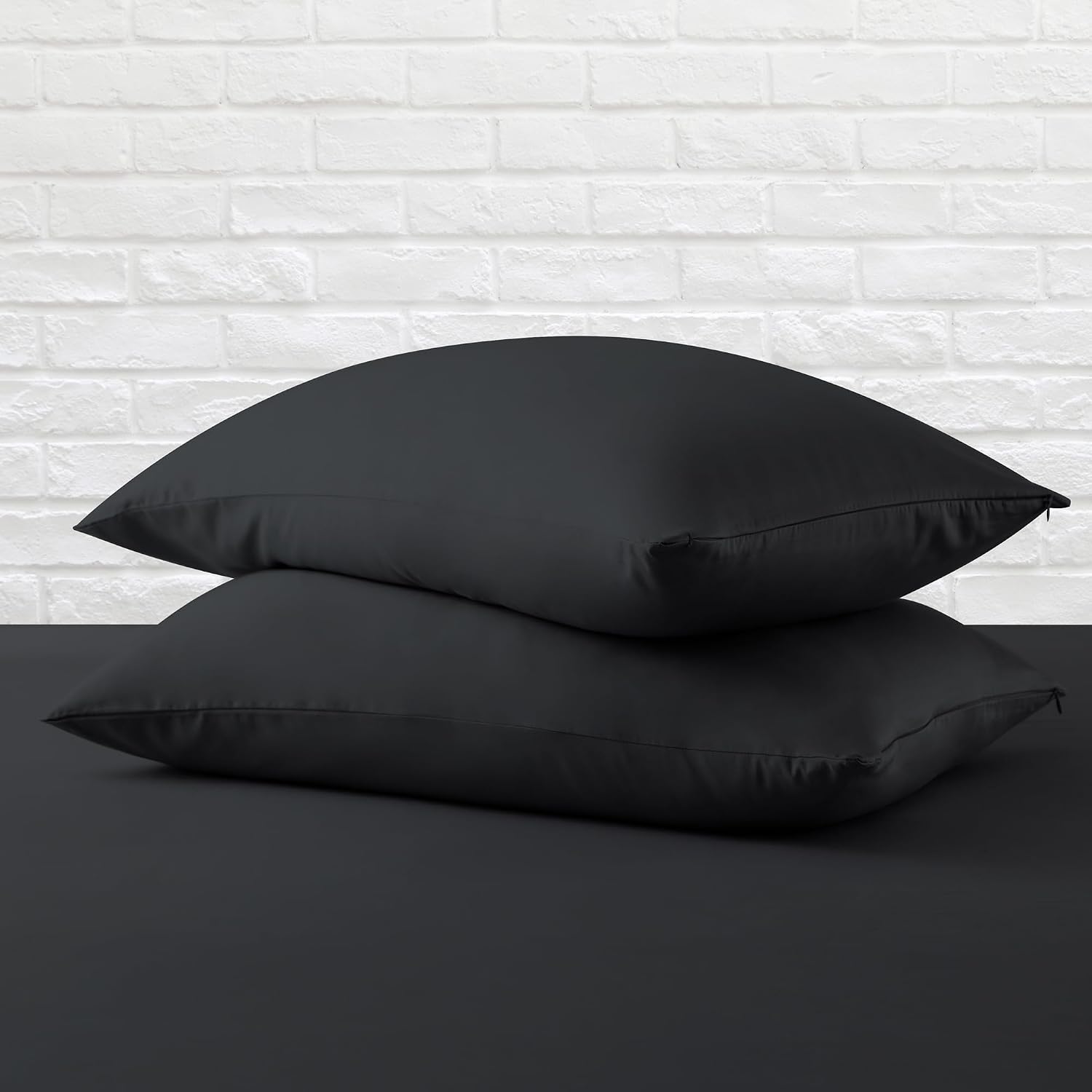 ZaizaiHome Pillow Cases Standard Size 4 Pcs, 100% Egyptian Cotton 400 Thread Count Sateen Weave Black Pillow Protector Standard Size, Quali…