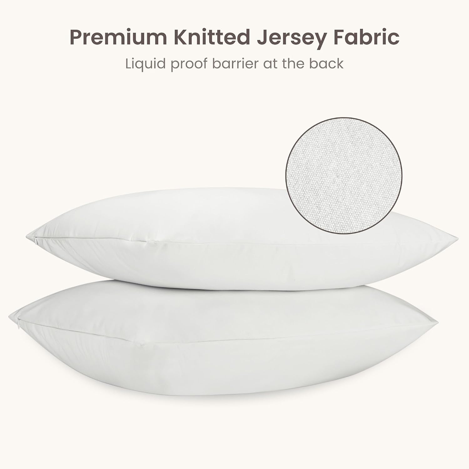 Bioweaves Organic Cotton Jersey Knit Waterproof Pillow Protector Covers with Zipper Closure – GOTS Certified Soft & Quite Pillow…