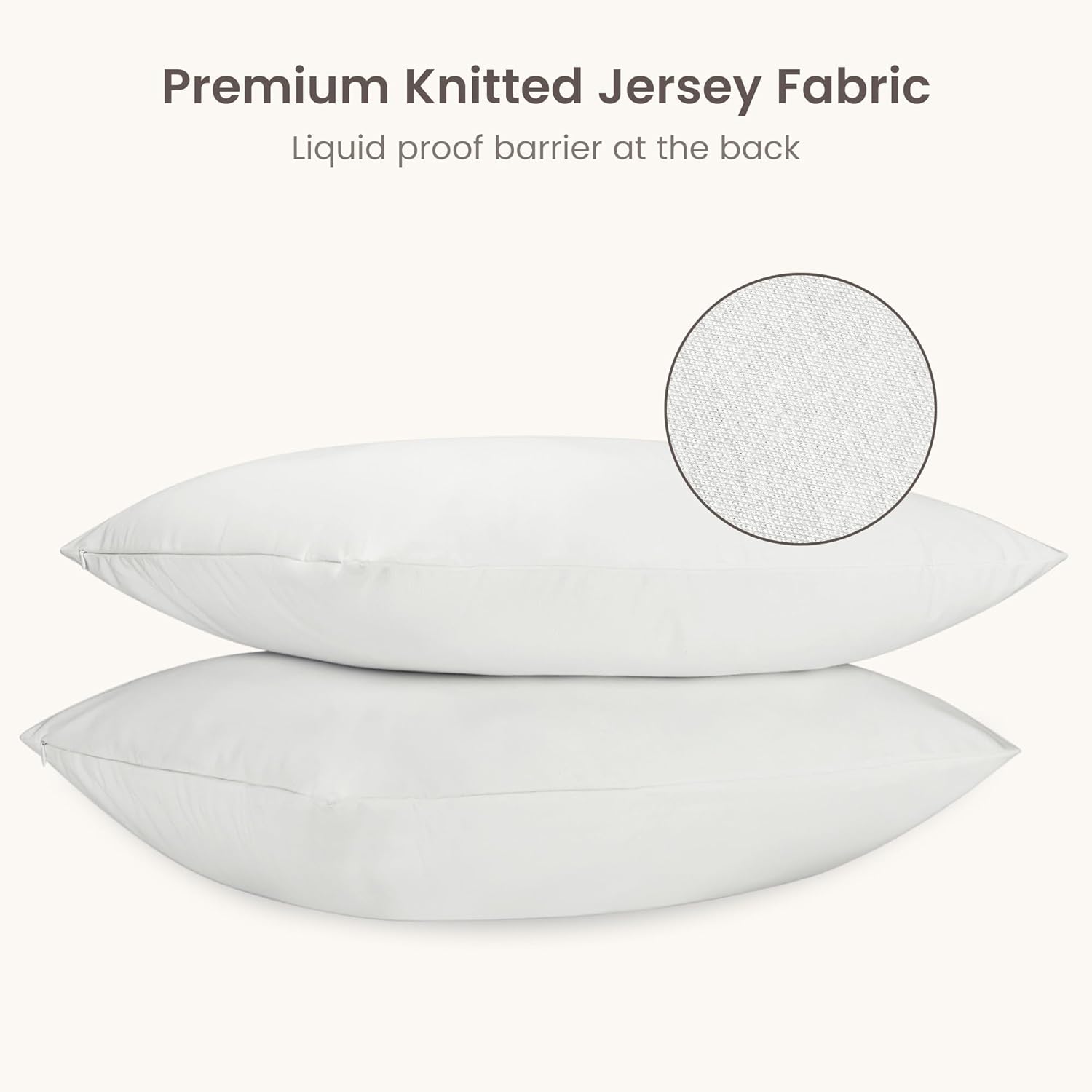 Bioweaves Organic Cotton Jersey Knit Waterproof Pillow Protector Covers with Zipper Closure – GOTS Certified Soft & Quite Pillow…