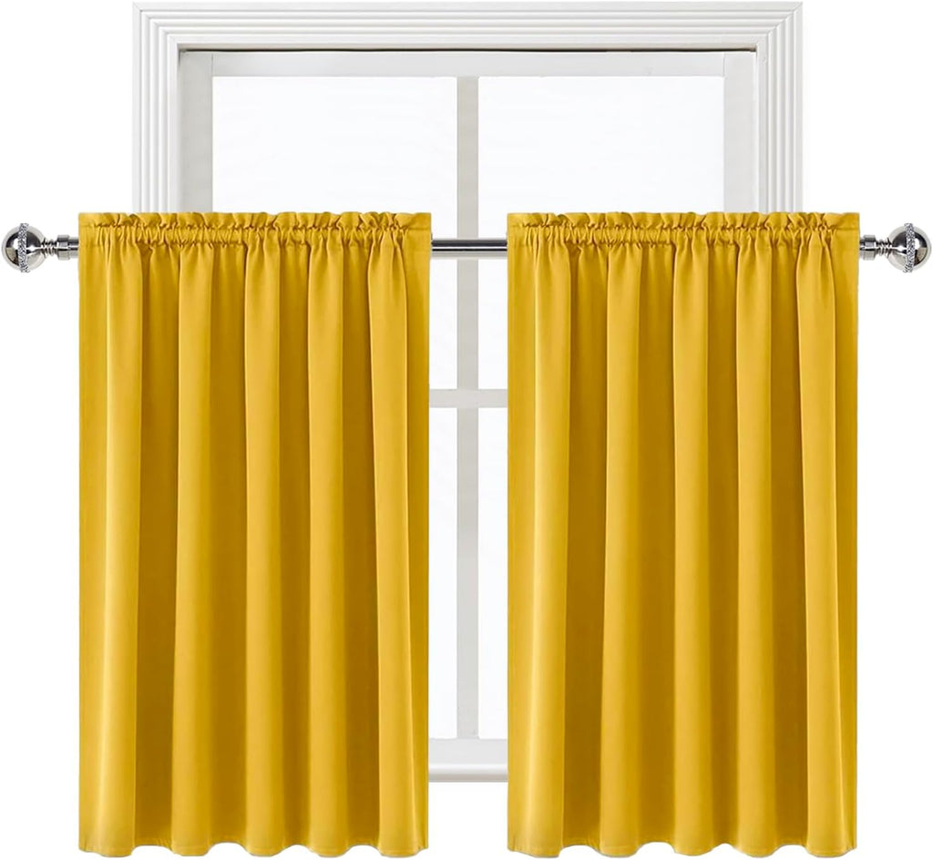 DWCN Thermal Short Blackout Curtains for Small Window, Energy Saving Room Darkening Curtains for Nursery/Bedroom/Kitchen(W60 x L36inch…
