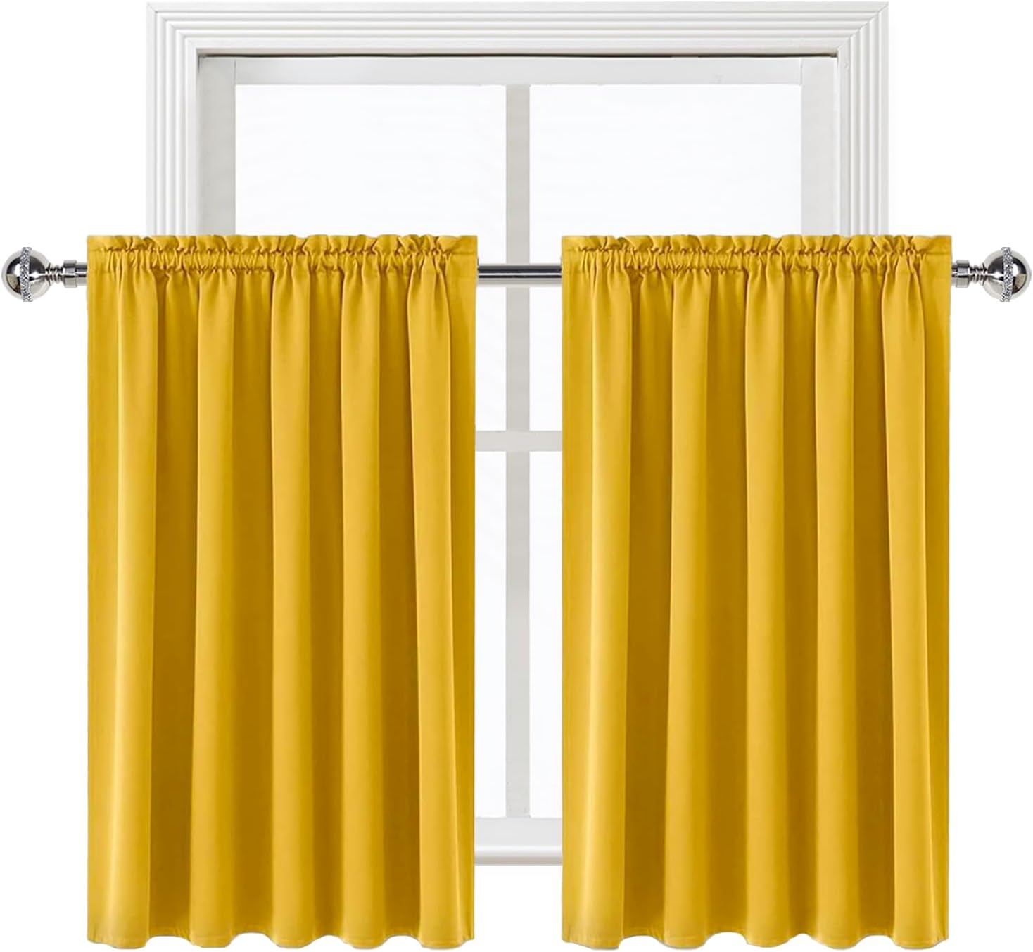 DWCN Thermal Short Blackout Curtains for Small Window, Energy Saving Room Darkening Curtains for Nursery/Bedroom/Kitchen(W60 x L36inch…