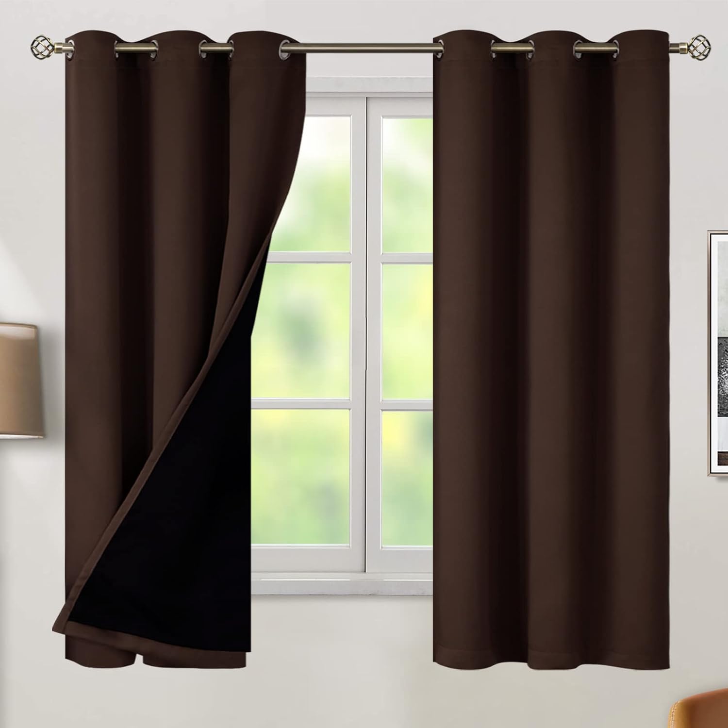 BGment Thermal Insulated 100% Blackout Curtains for Bedroom with Black Liner, Double Layer Full Room Darkening Noise Reducing Grommet Curta…