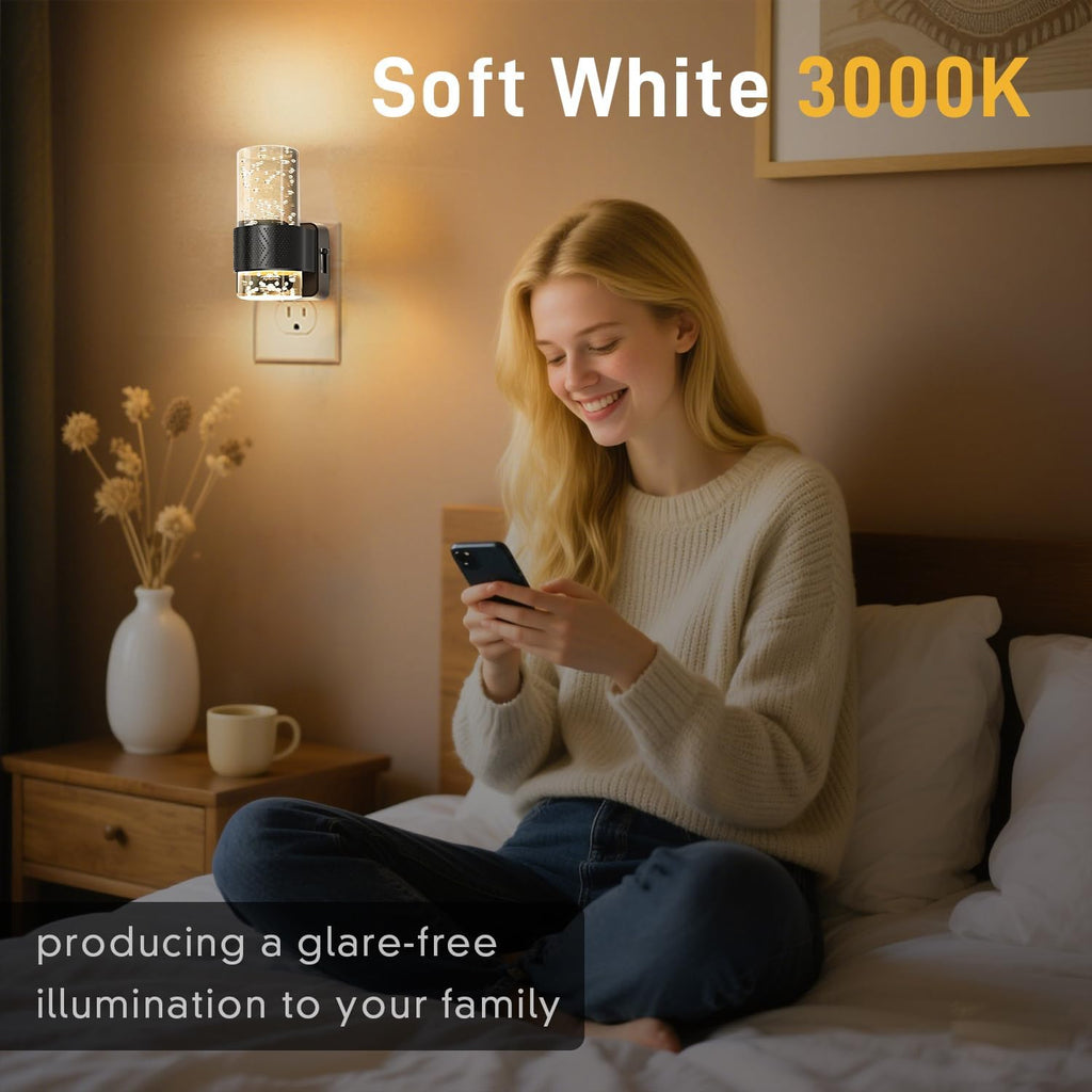 Night Lights Plug into Wall - Dimmable Nightlight with Dusk to Dawn Sensor 0-100 LM Brightness Plug in Night Light for Bathroom Bedroom…